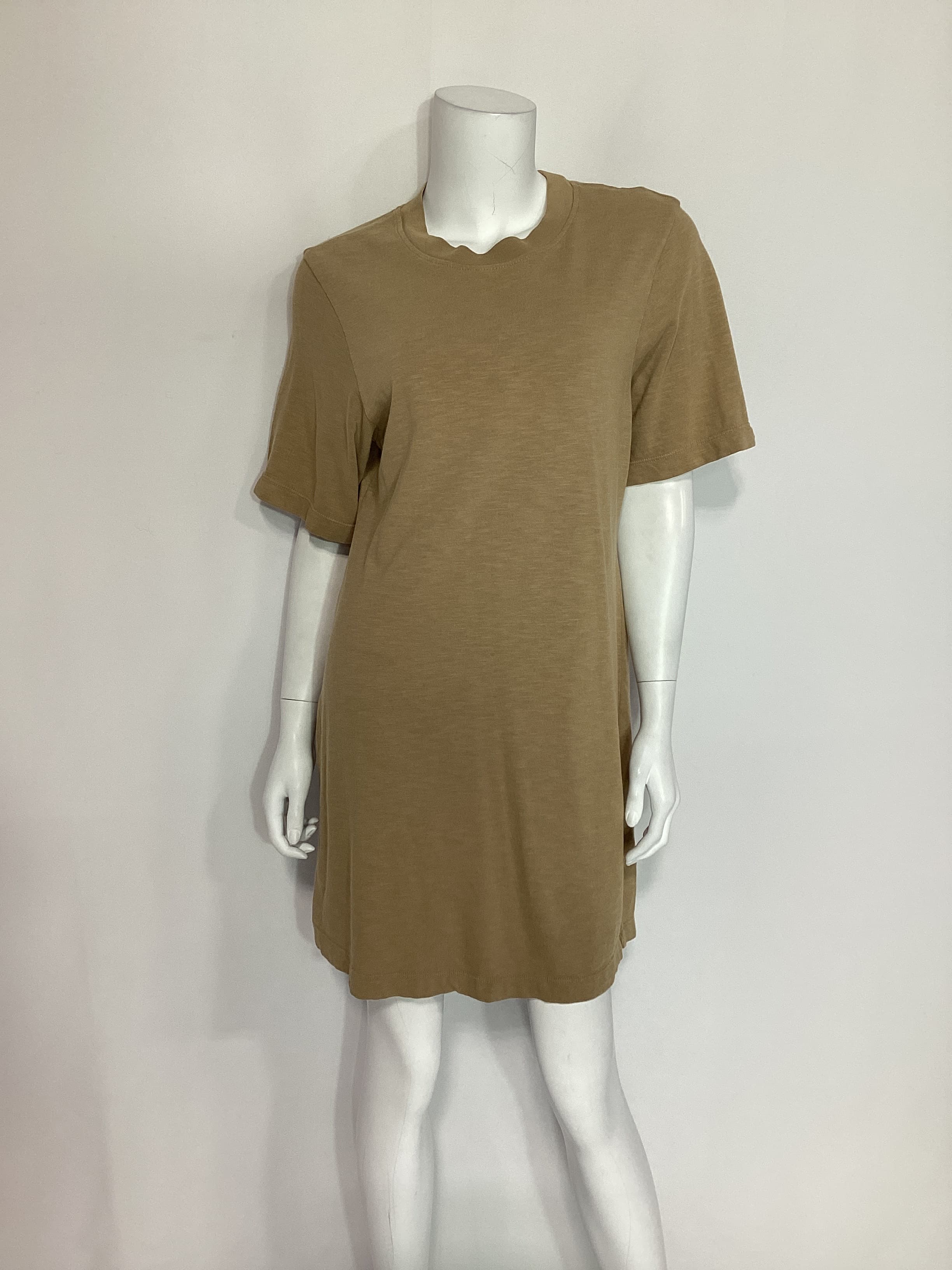 Tokyo Short Sleeve Mini Dress In Dark Tan - Image 3