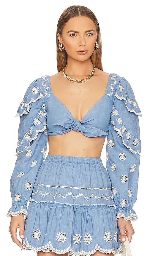Milanti Crop Top In Faded Hydrangea - Image 1