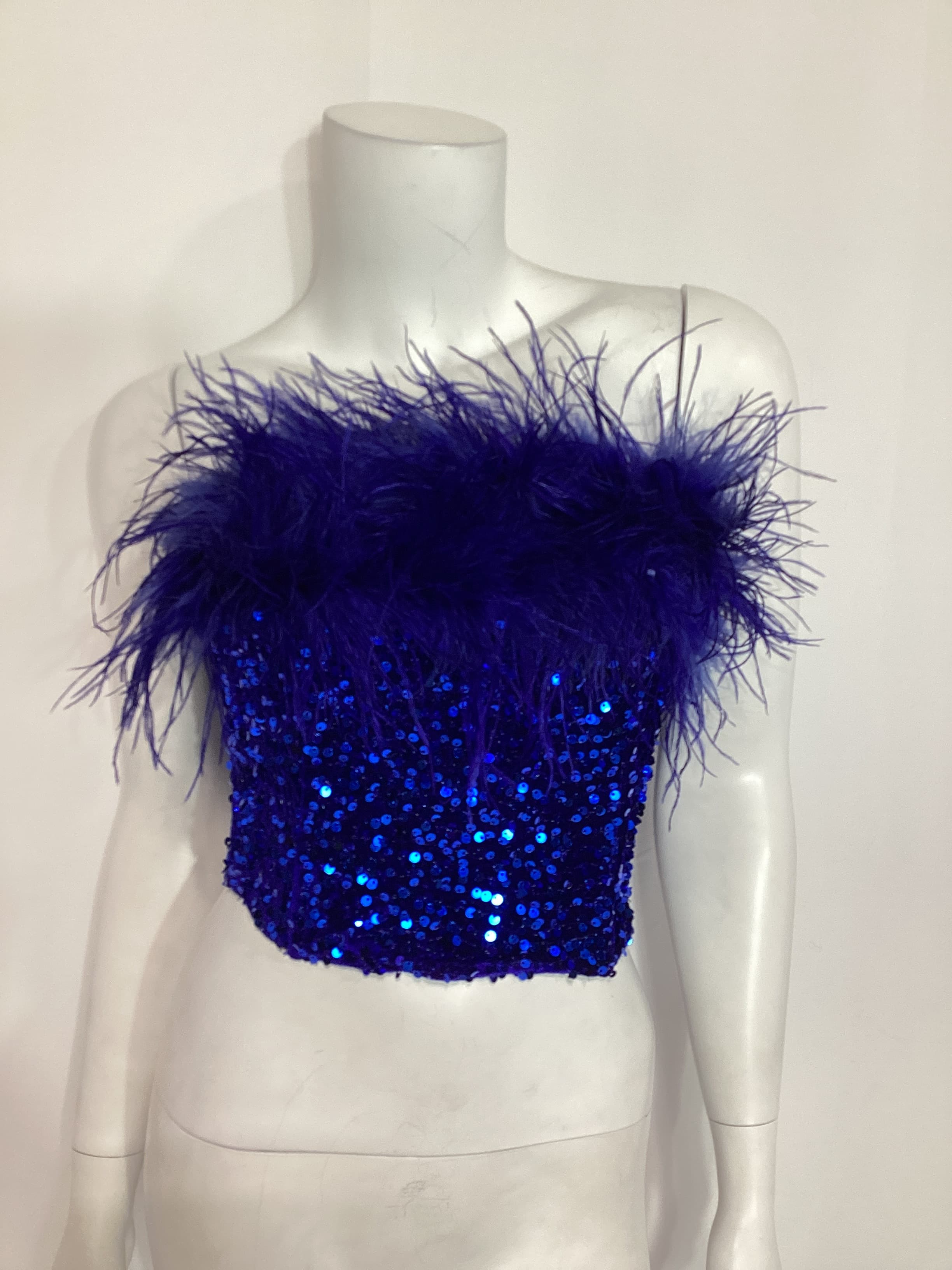 Valerie Feather Top In Royal Blue - Image 2