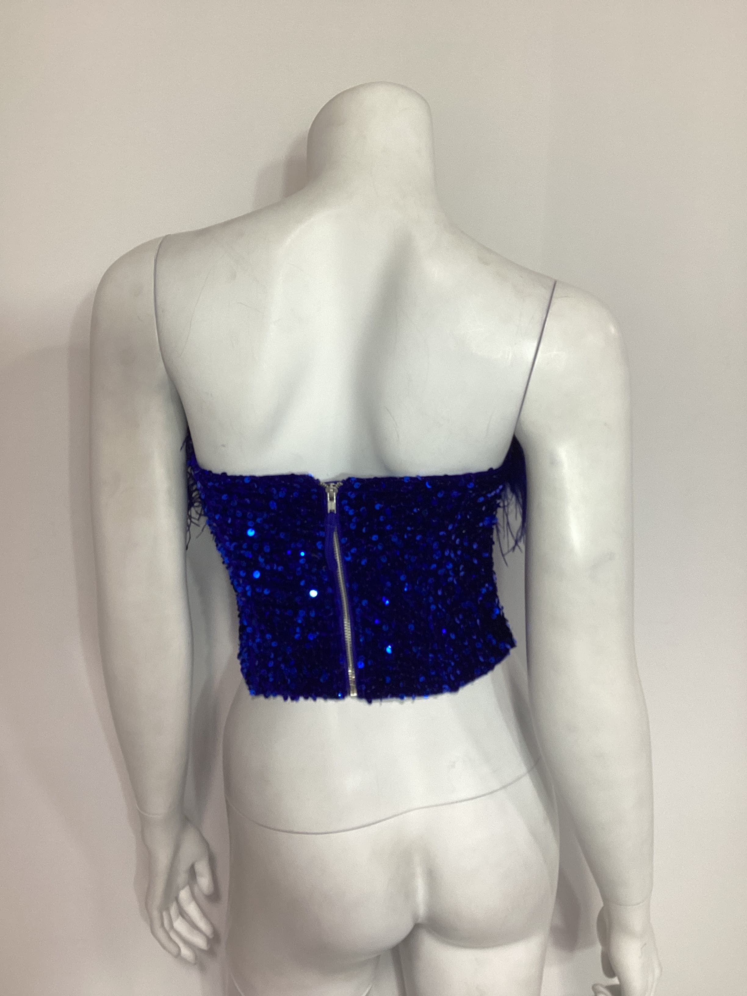 Valerie Feather Top In Royal Blue - Image 3