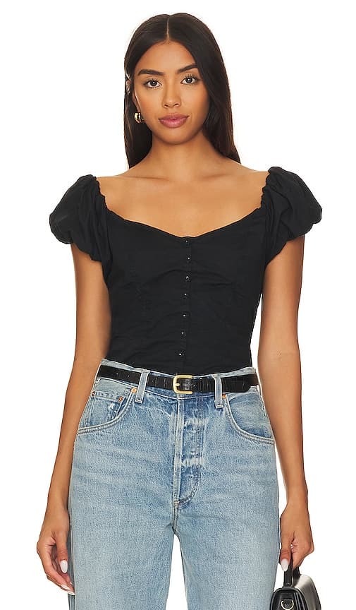 Angel Bubble Sleeve Cami In Jet Black - Image 1
