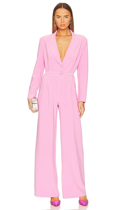 Single Breasted Straight Leg Jumpsuit In Candy Pink - Image 1