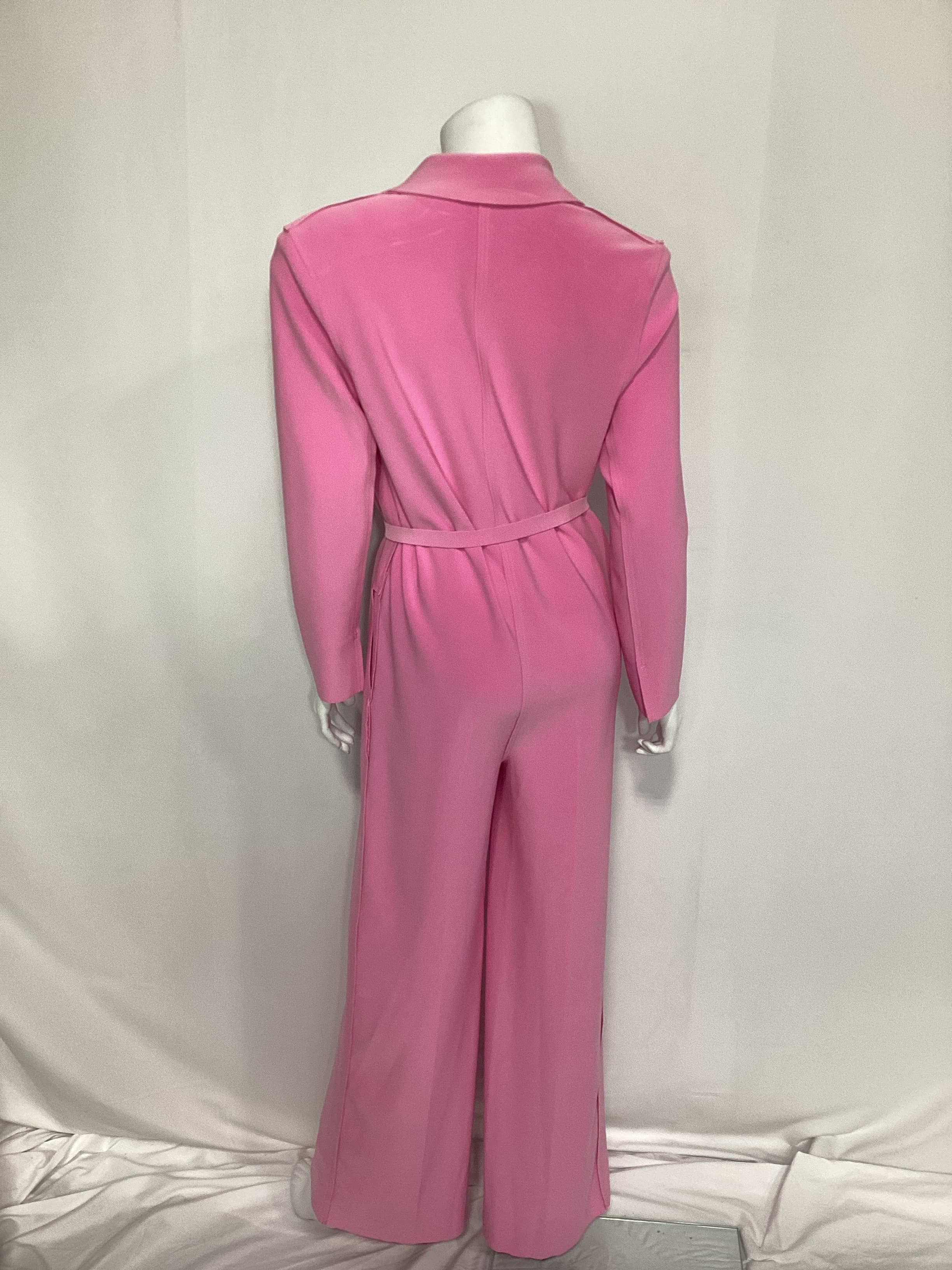 Single Breasted Straight Leg Jumpsuit In Candy Pink - Image 2