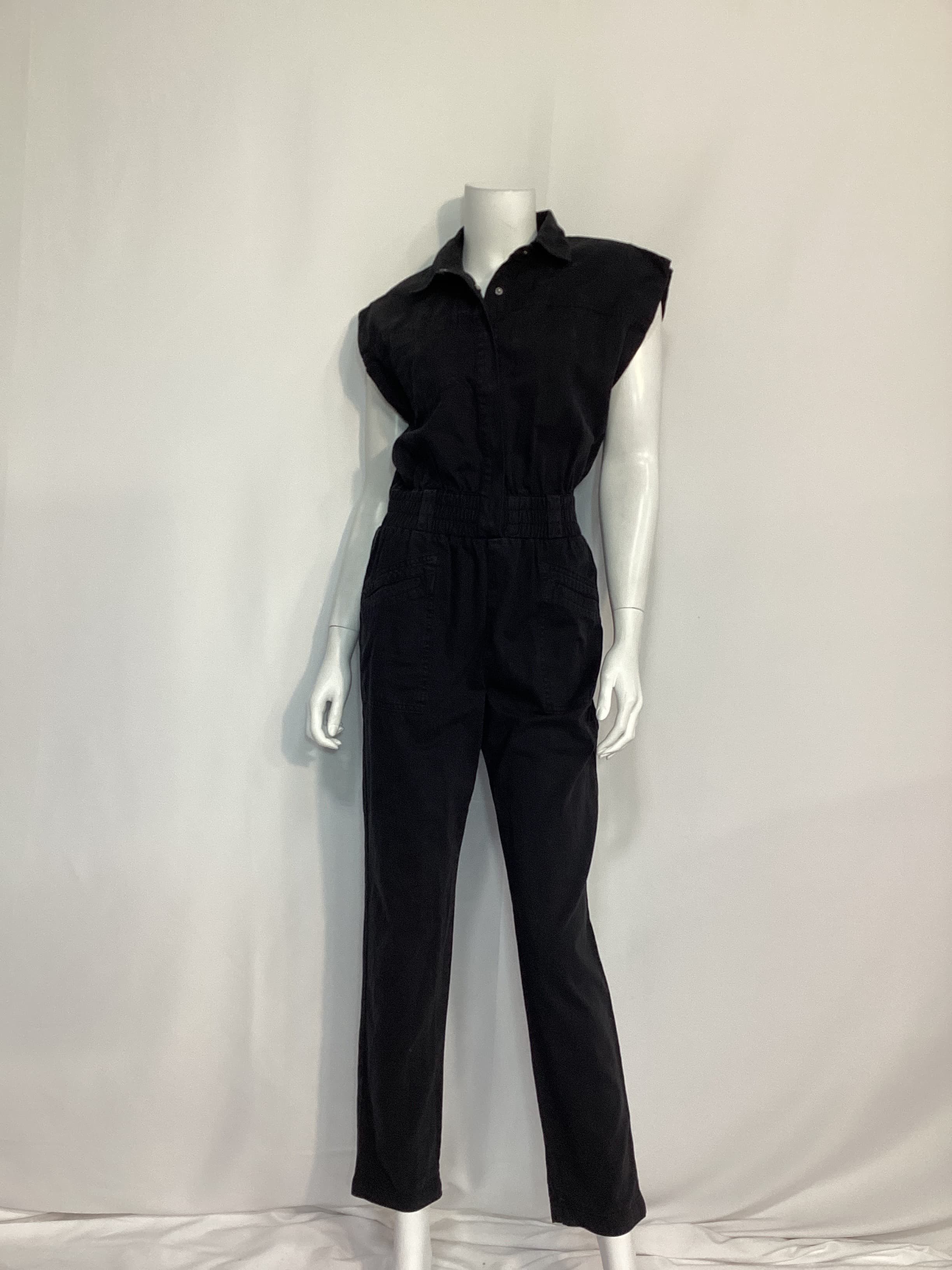 Rosie Shoulder Pad Jumpsuit In Fade To Black - Image 2