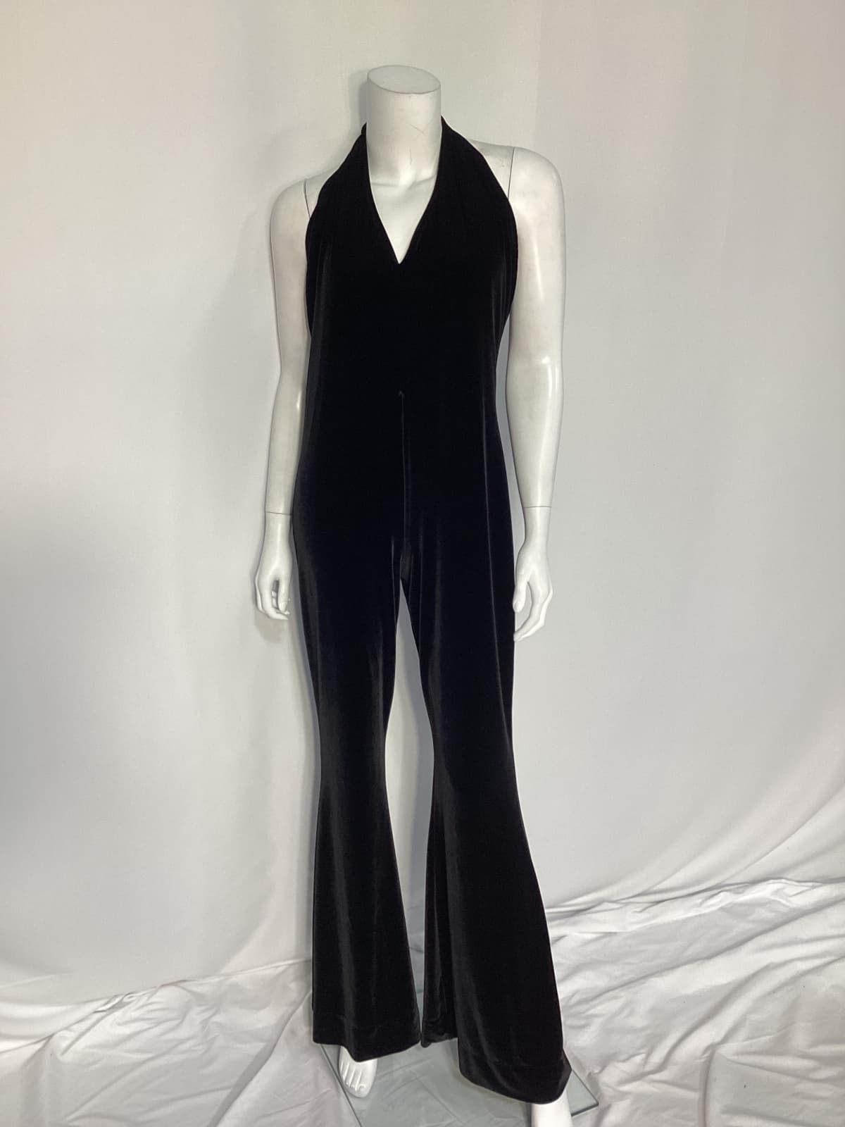 Studio Halter Jumpsuit In Black Velvet - Image 2