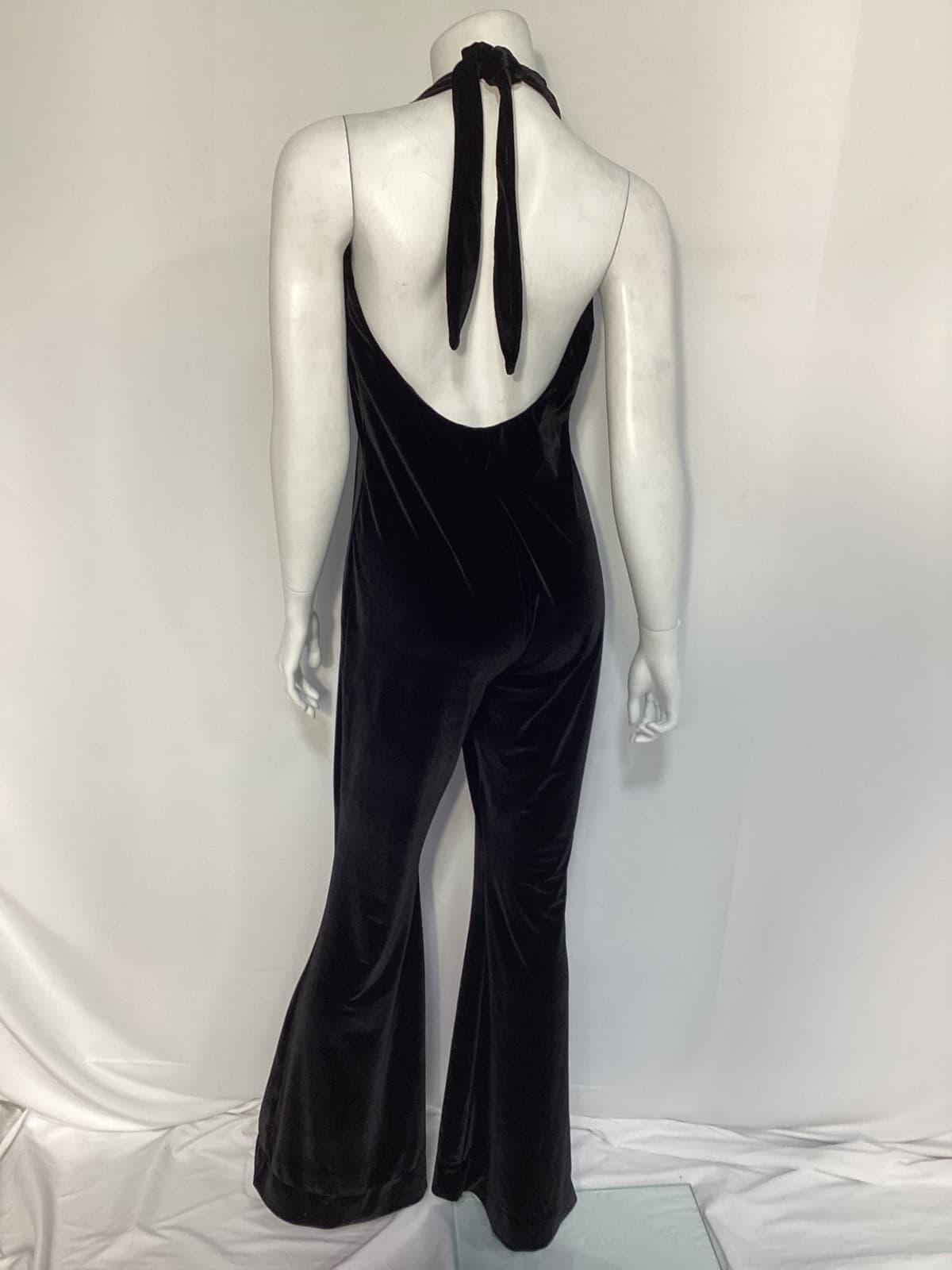 Studio Halter Jumpsuit In Black Velvet - Image 3