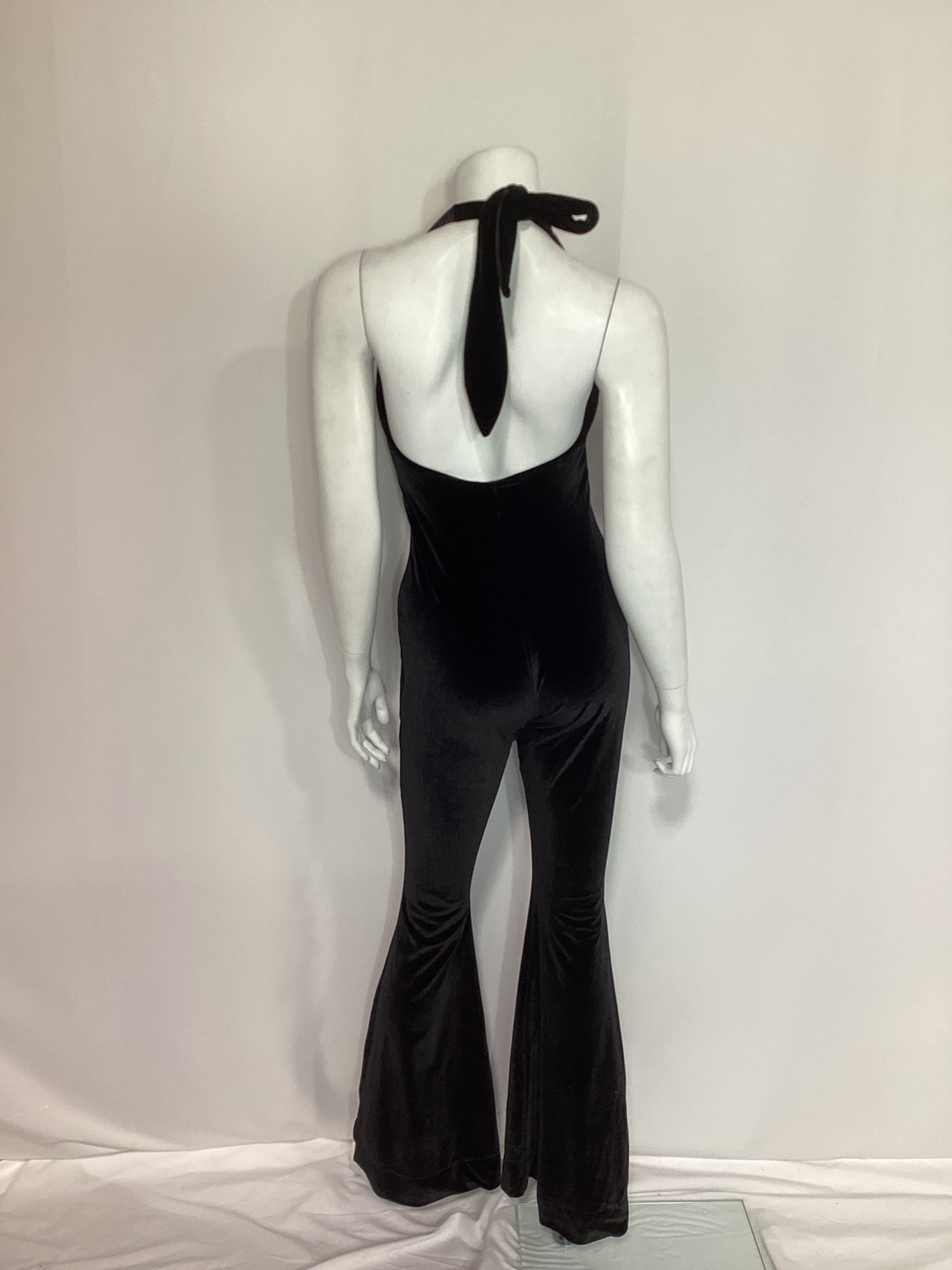 Studio Halter Jumpsuit In Black Velvet - Image 3