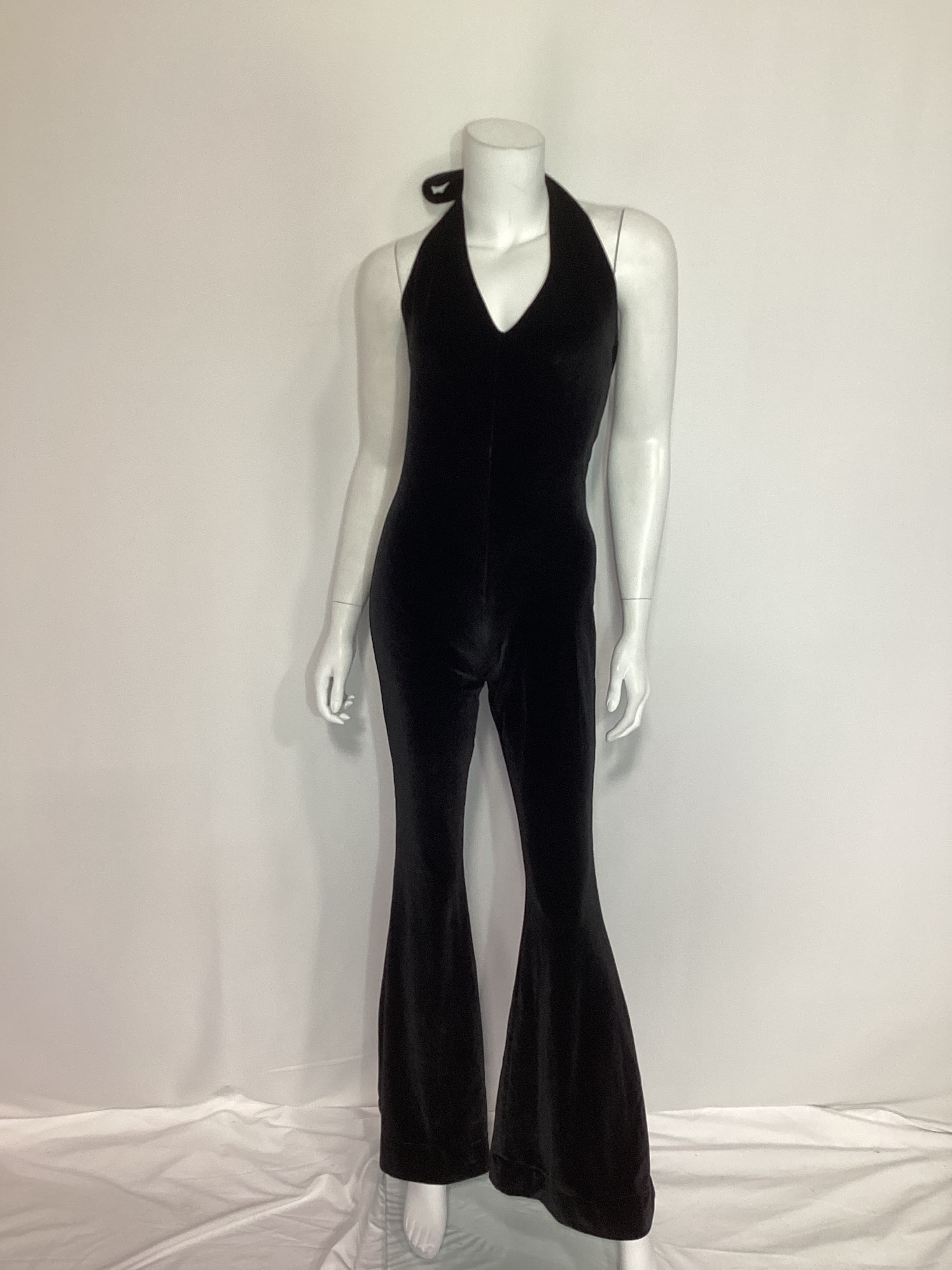 Studio Halter Jumpsuit In Black Velvet - Image 4