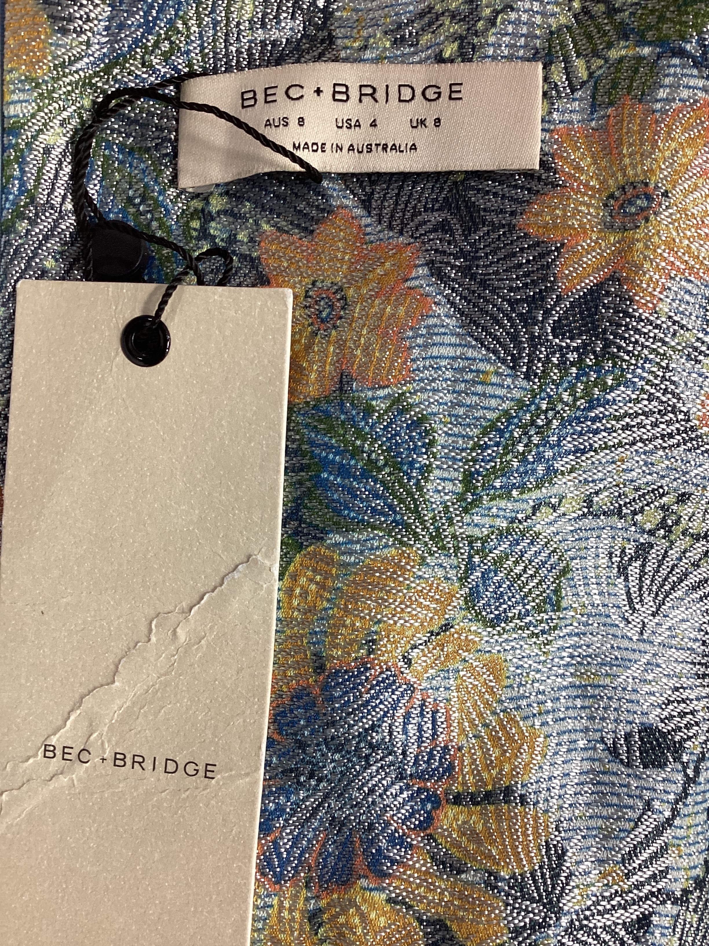 Nina Maxi Dress In Blue Jacquard - Image 4