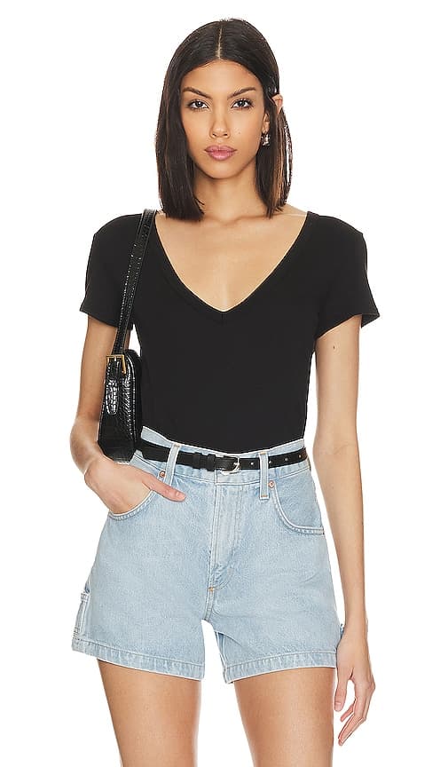 Perfect V Tee In Black - Image 1