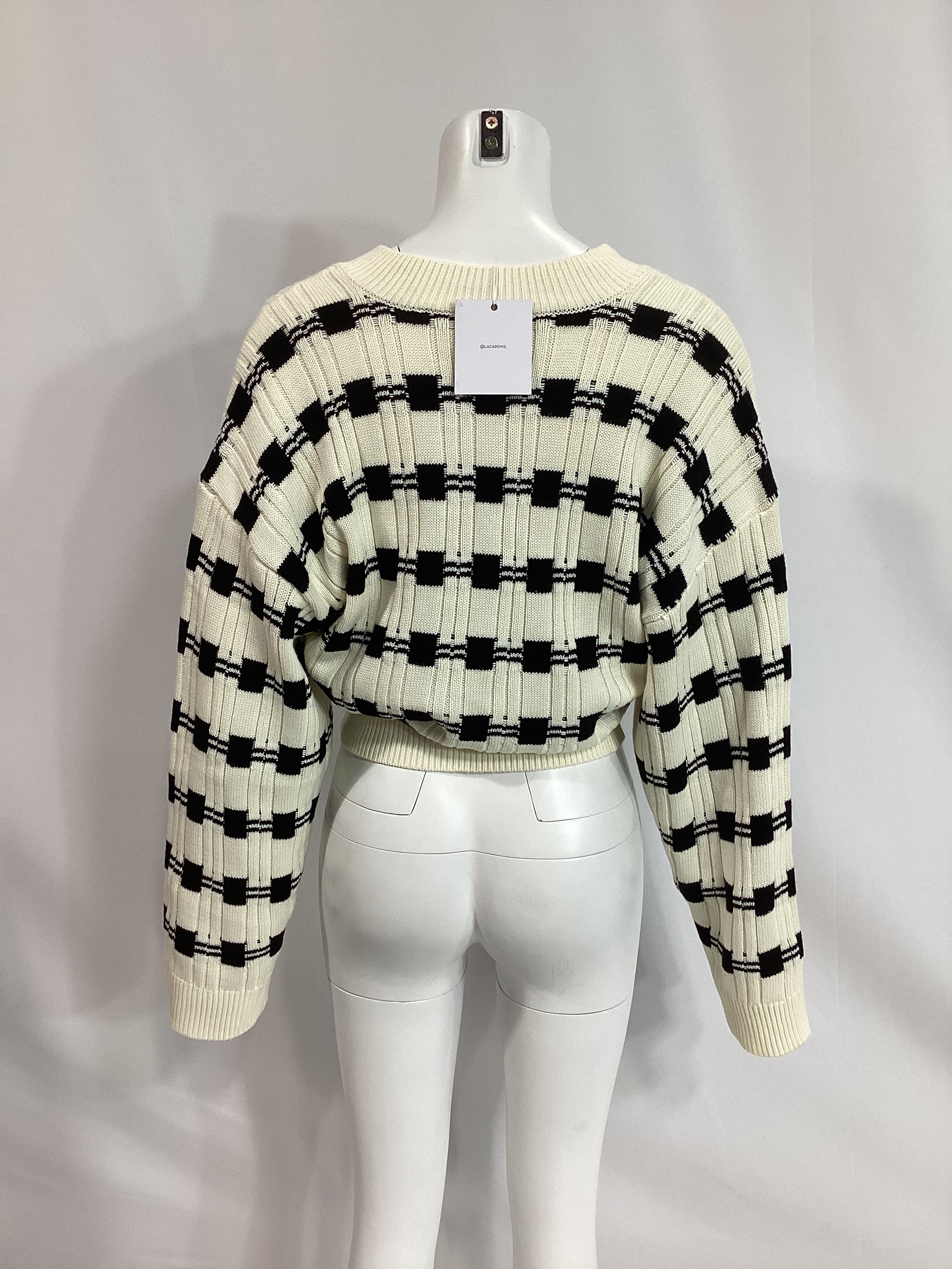 Evran Check Sweater In White & Black - Image 3