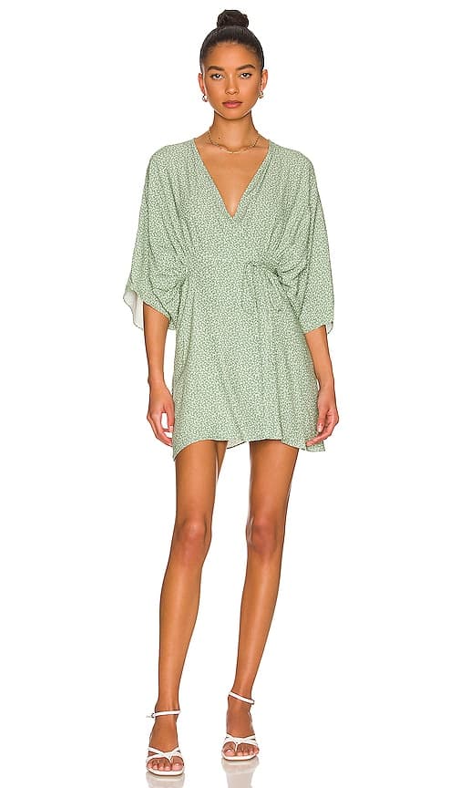 Kayla Wrap Dress In Antique Green - Image 1