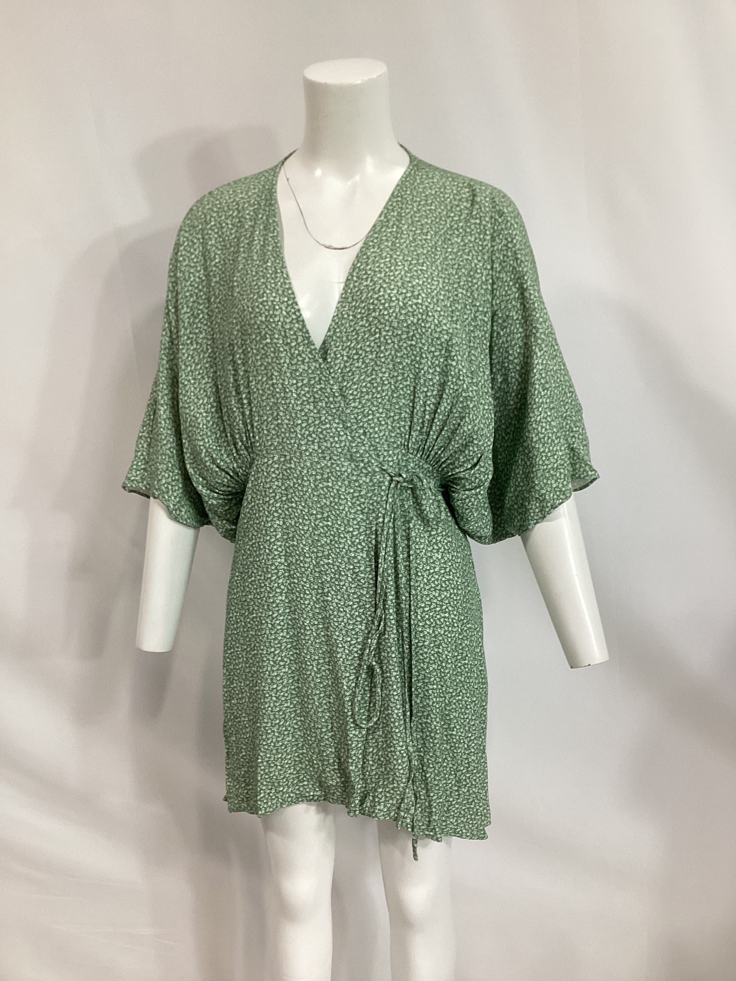 Kayla Wrap Dress In Antique Green - Image 2