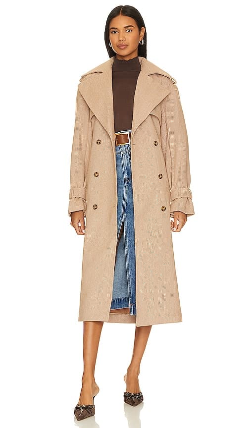 Oversized Herringbone Trench In Herringbone - Image 1