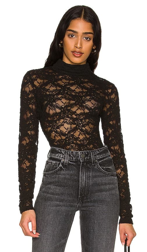 Vezza Lace Bodysuit In Black - Image 1