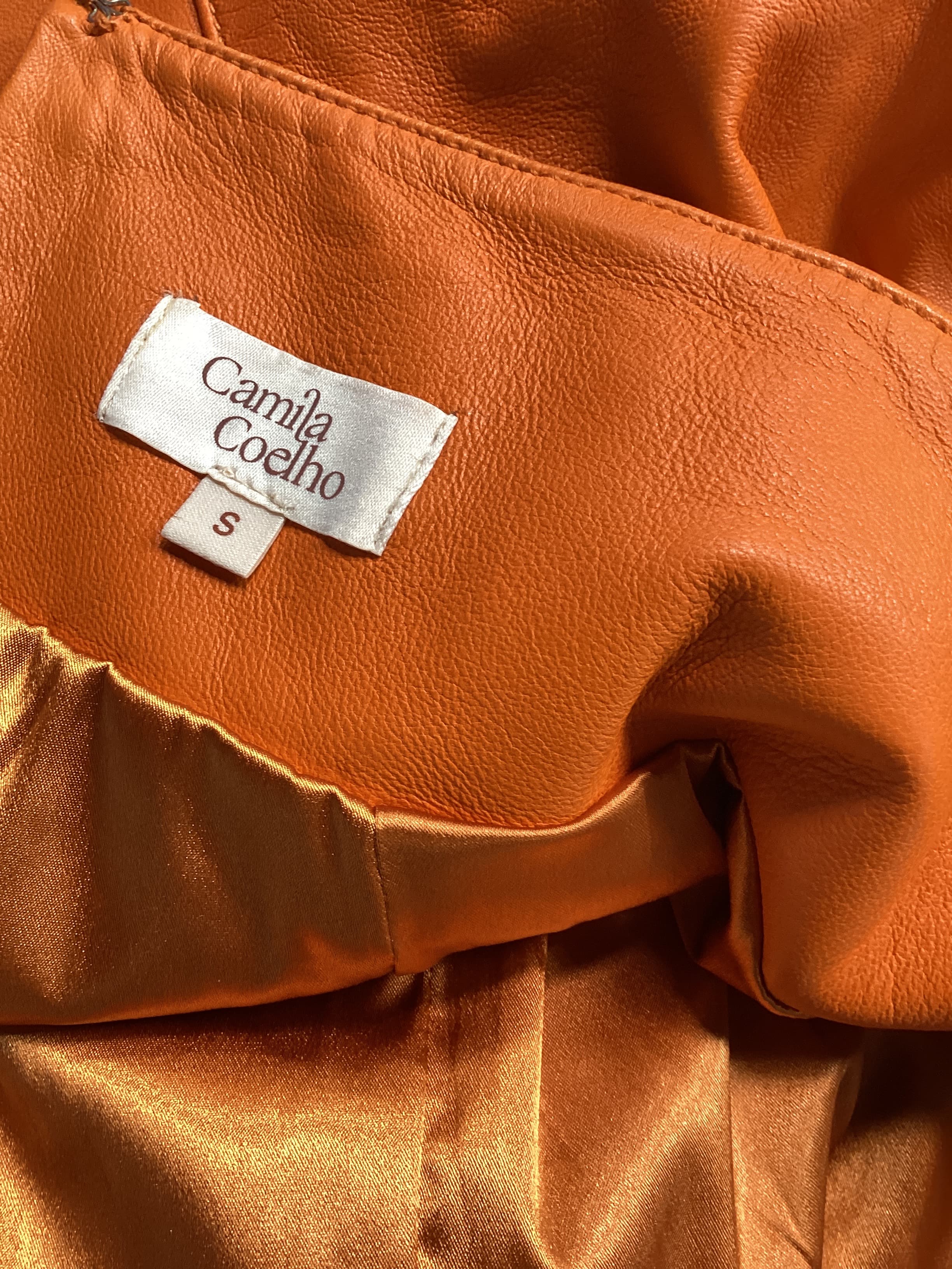 Clementine Leather Skirt In Orange - Image 4