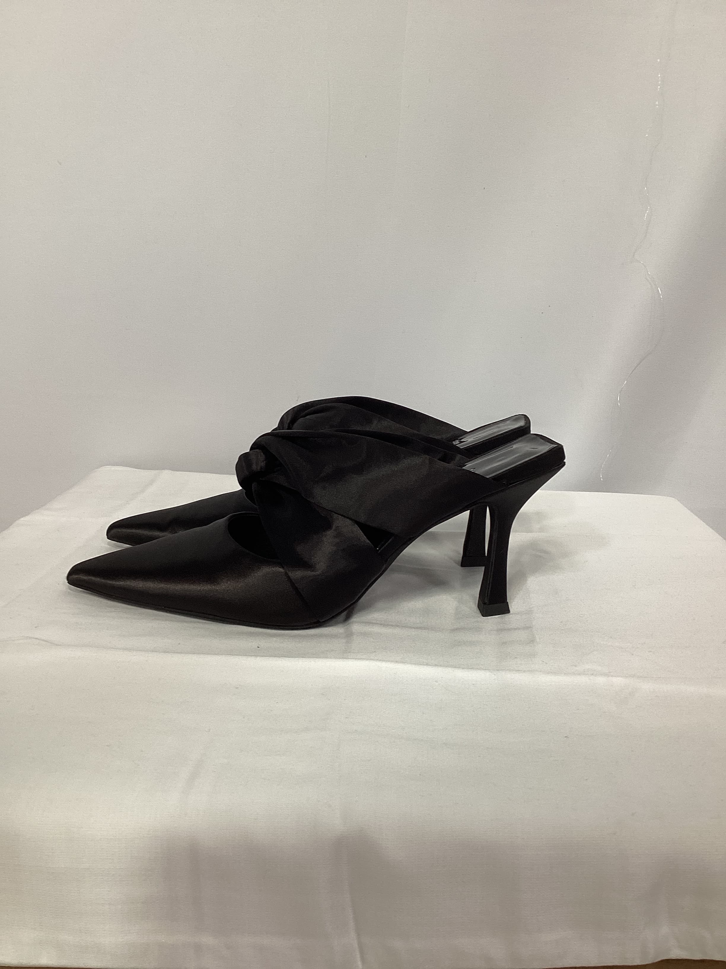 Tied Up Mule In Black Satin - Image 3