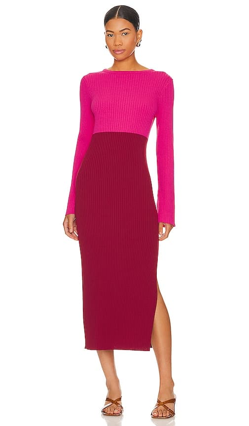 Frankie Dress In Pink & Burgundy - Image 1