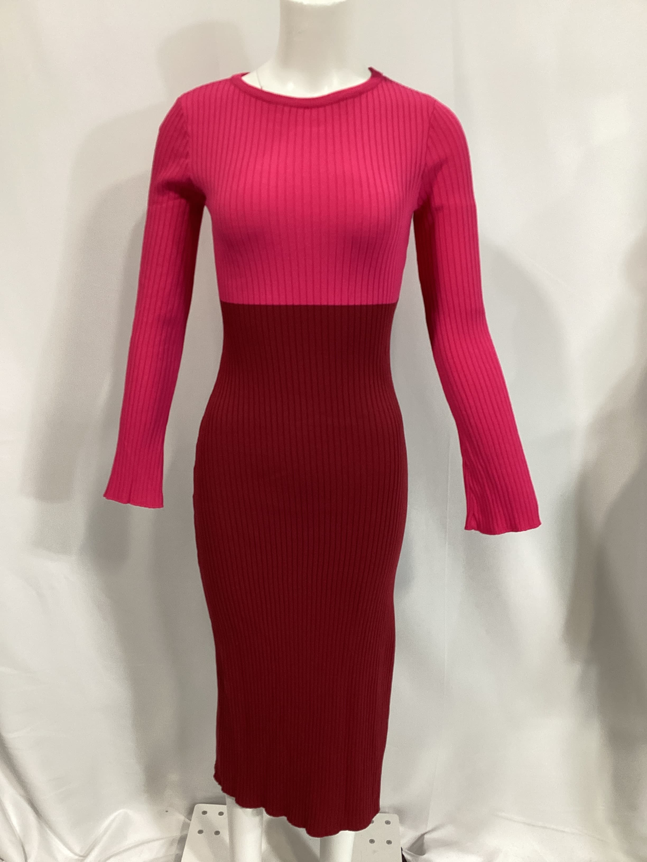 Frankie Dress In Pink & Burgundy - Image 2