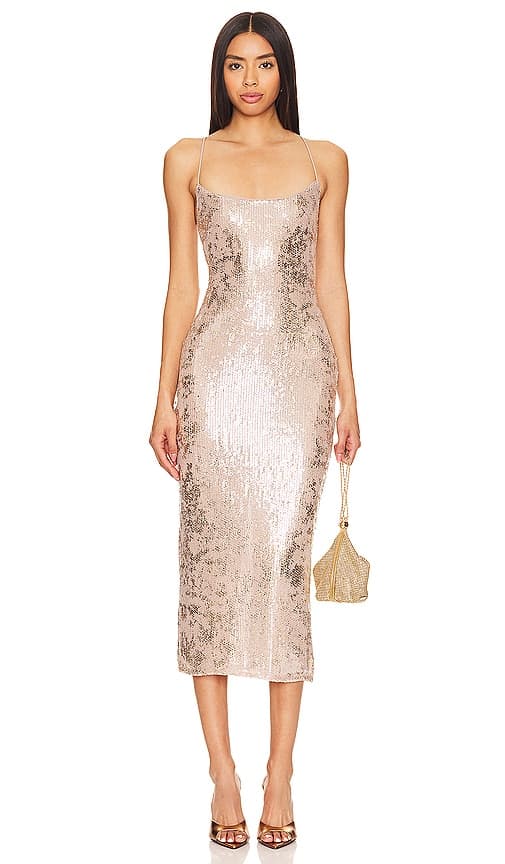Jobelle Midi Dress In Taupe - Image 1