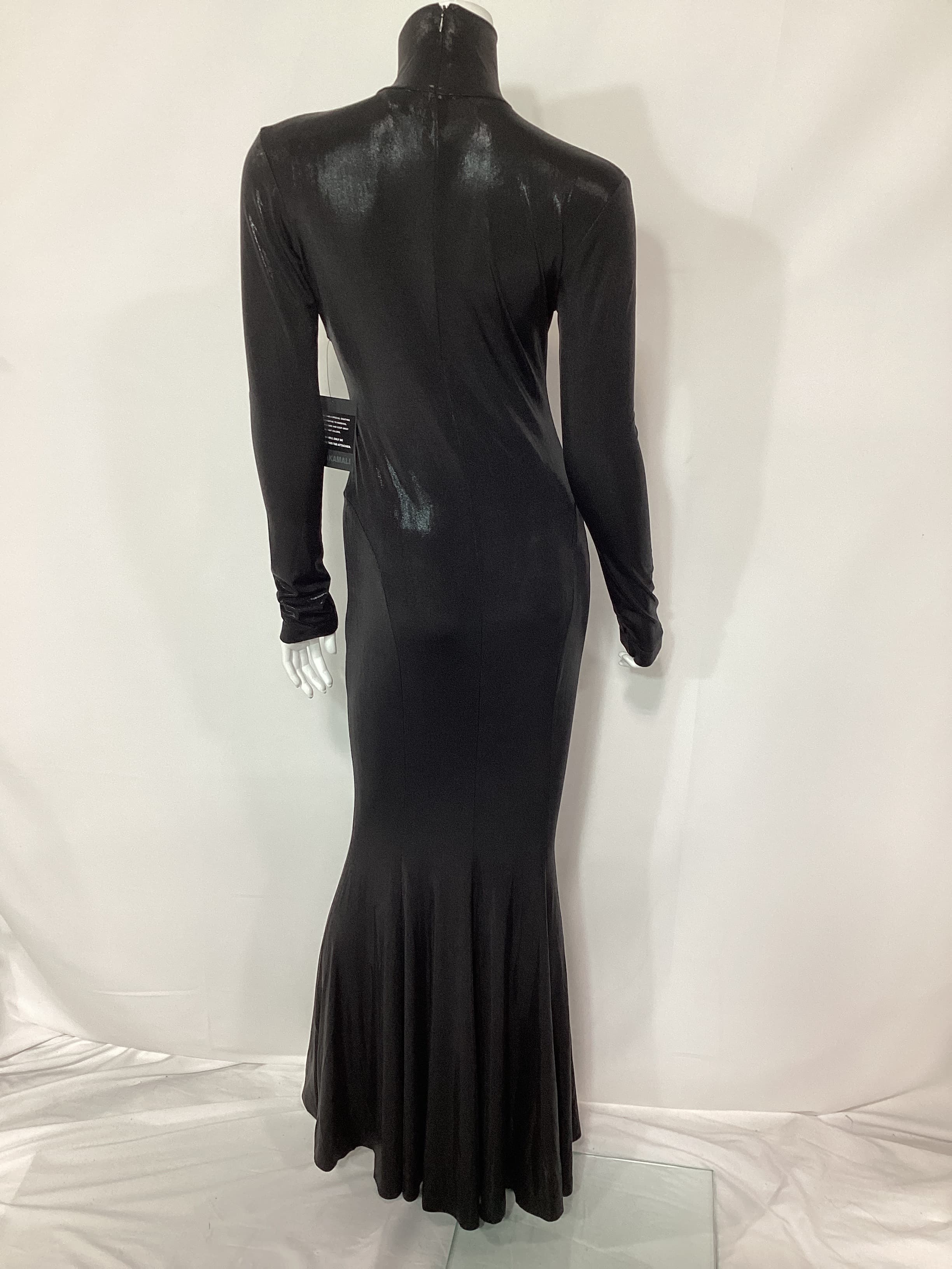 Long Sleeve Turtle Fishtail Gown In Black - Image 2