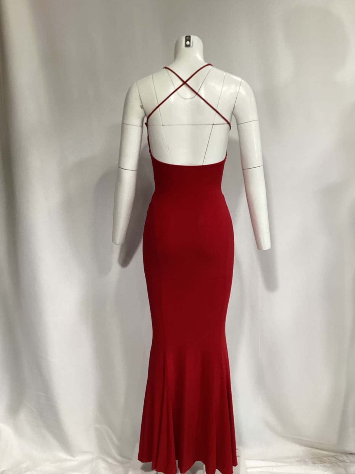 Norma Kamali X Revolve Low Back Slip Mermaid Fishtail Gown In Red - Image 1