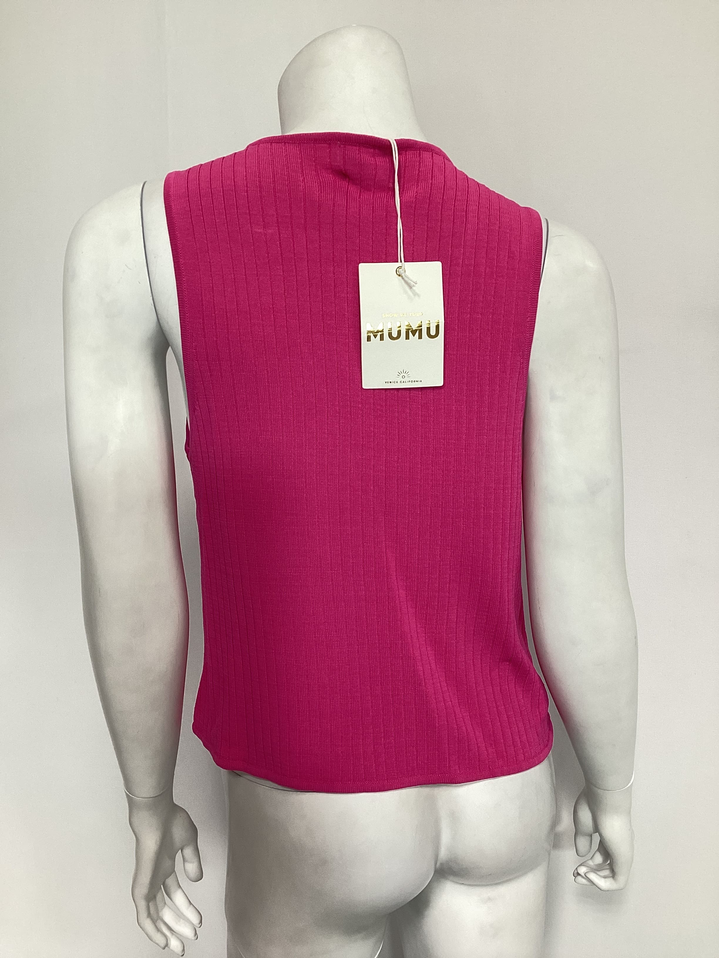 Time Out Tie Top In Pink Rib Knit - Image 3