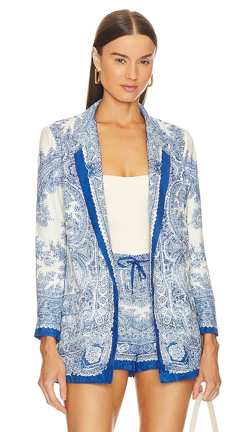 Aleida Rafaella Blazer In Blue & White - Image 1