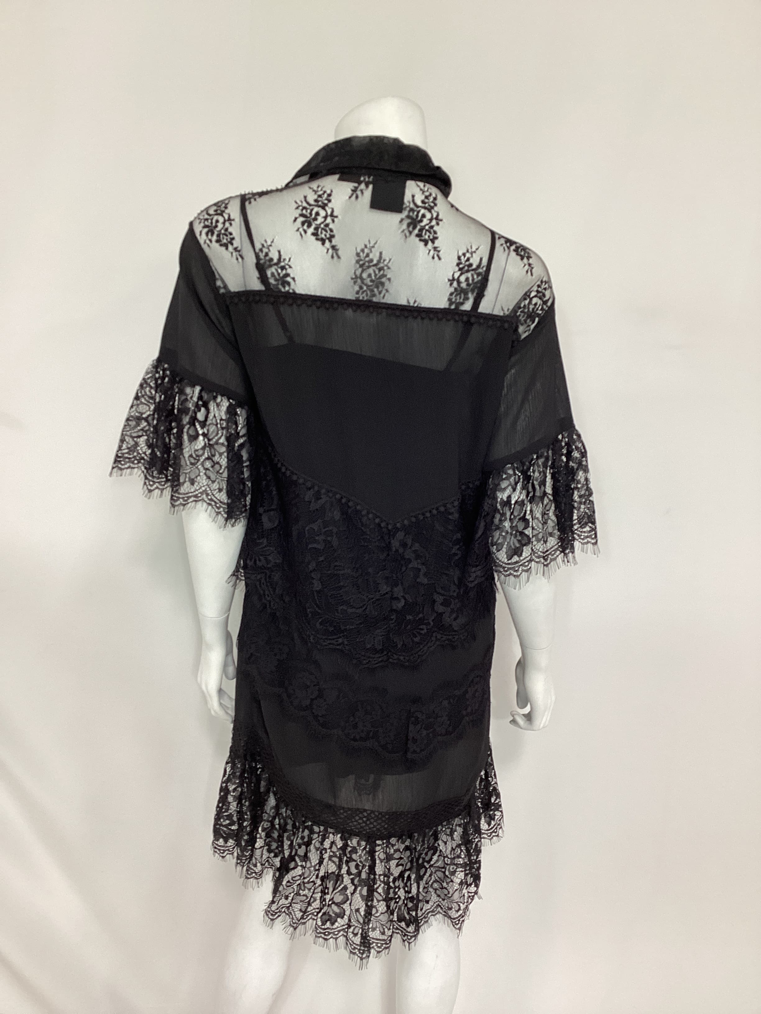 Patchwork Lace Shirt Dress - Image 3