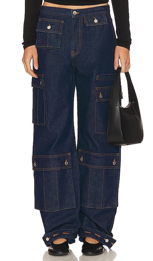 Lara Low Rise Wide Leg Cargo In Coldwater - Image 1