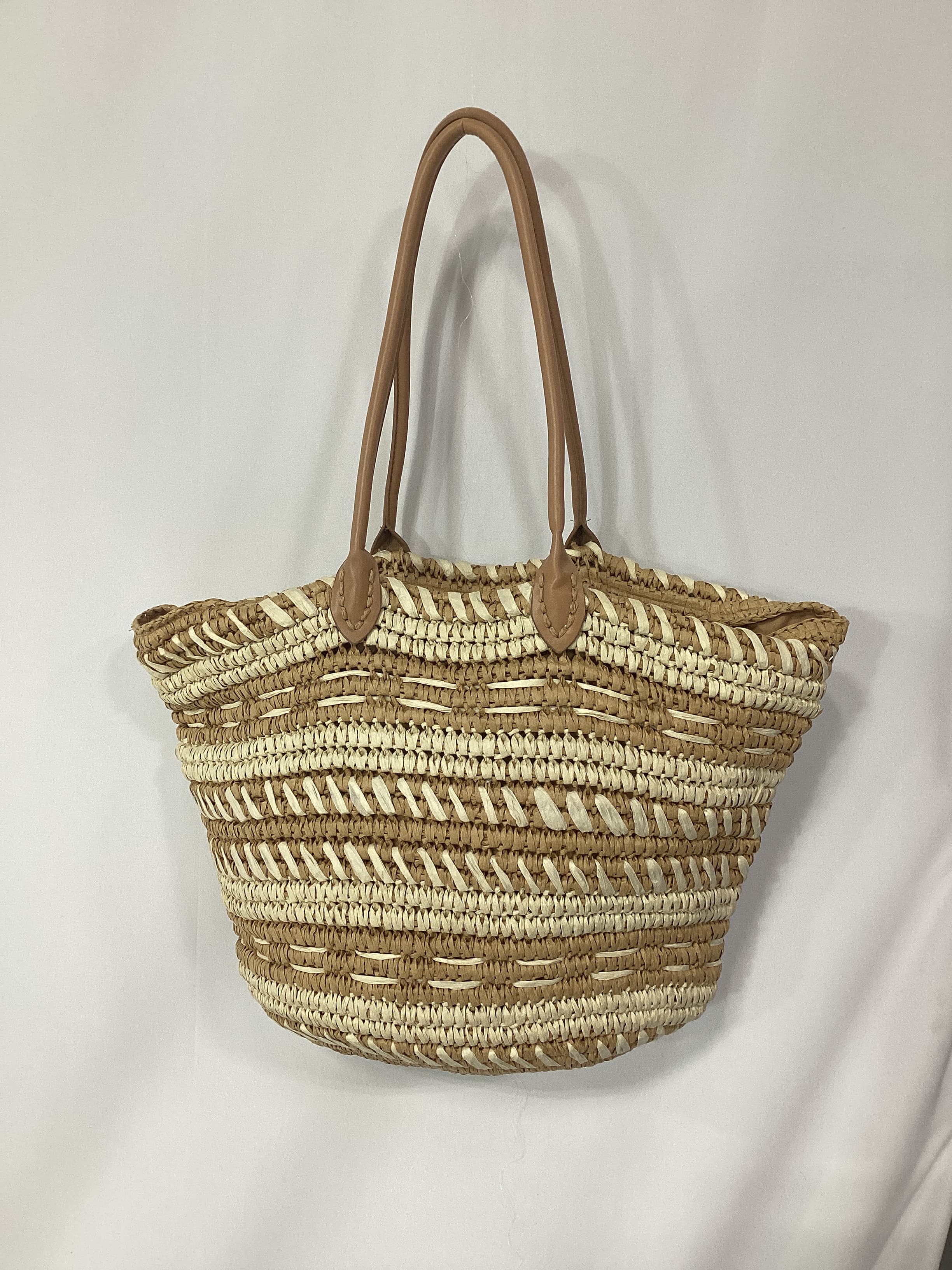 Straw Tote In Tan - Image 2