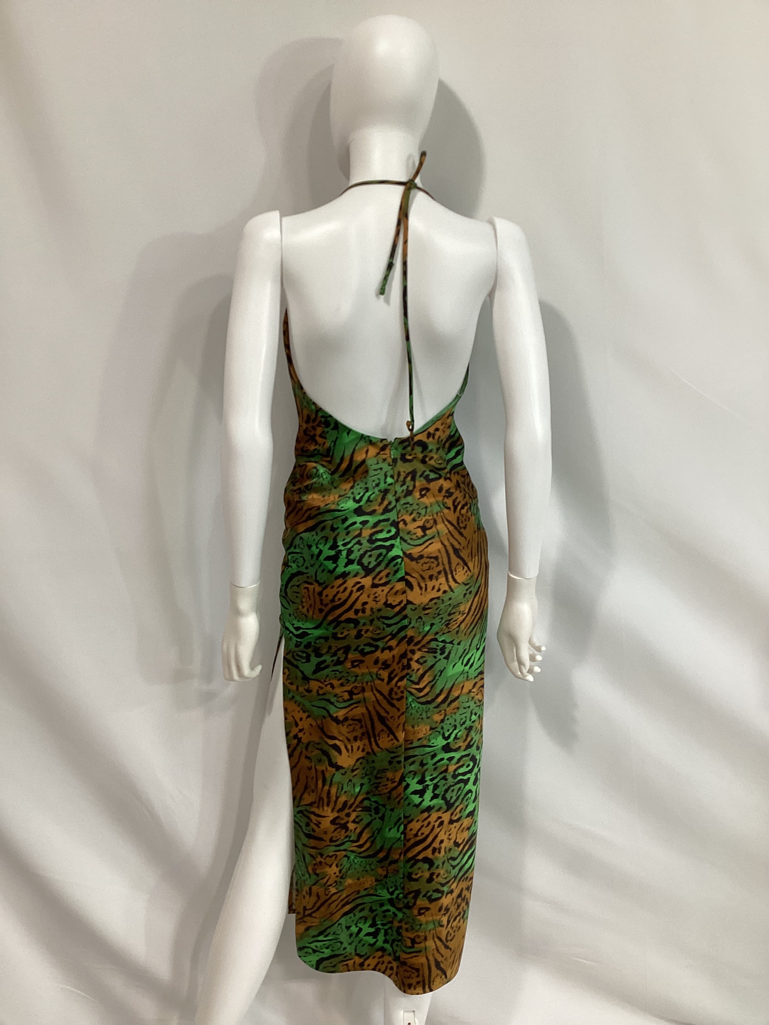 Dezeray Slip Maxi Dress In Jungle Green In Jungle Green Leopard - Image 2