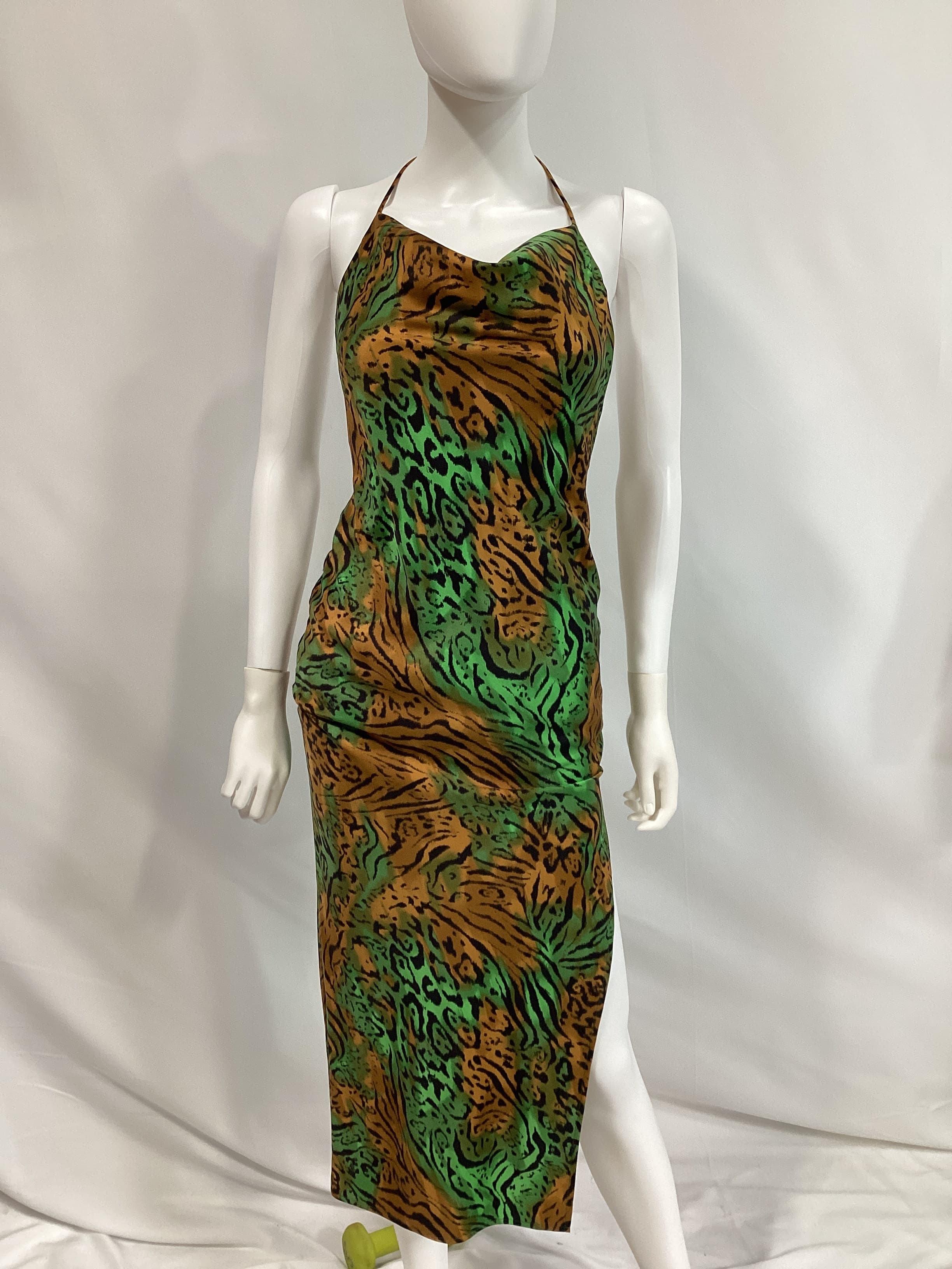 Dezeray Slip Maxi Dress In Jungle Green In Jungle Green Leopard - Image 3
