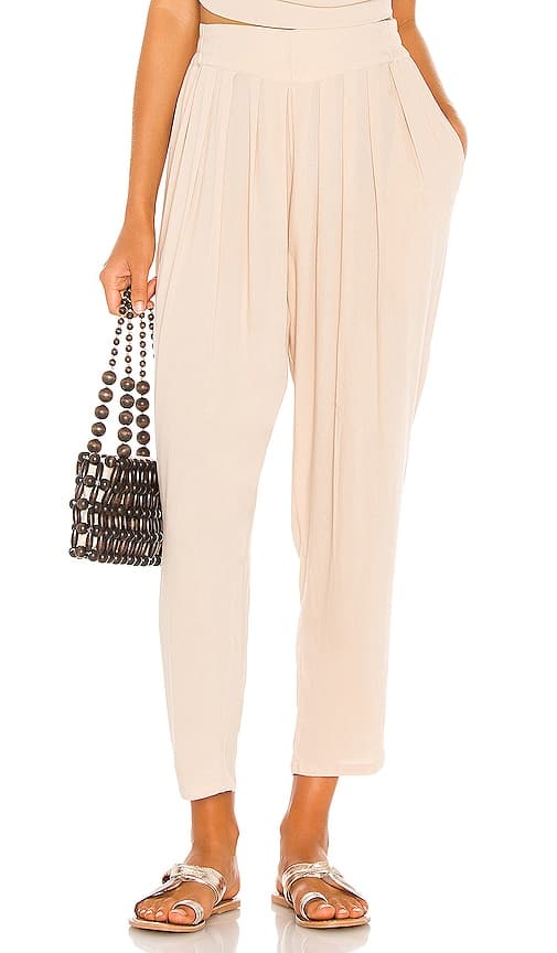Tanah Solid 80s Pleated Trouser In Doe - Image 1