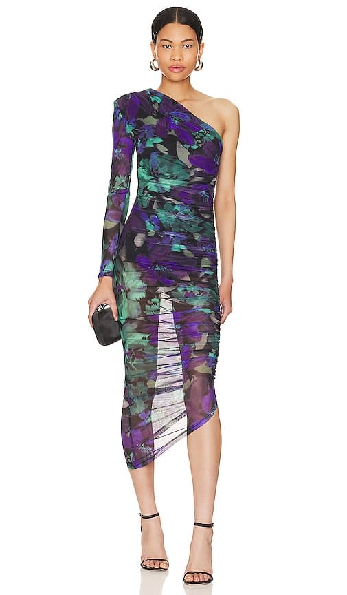 Ramona Mesh Midi Dress In Water Colour Floral - Image 1
