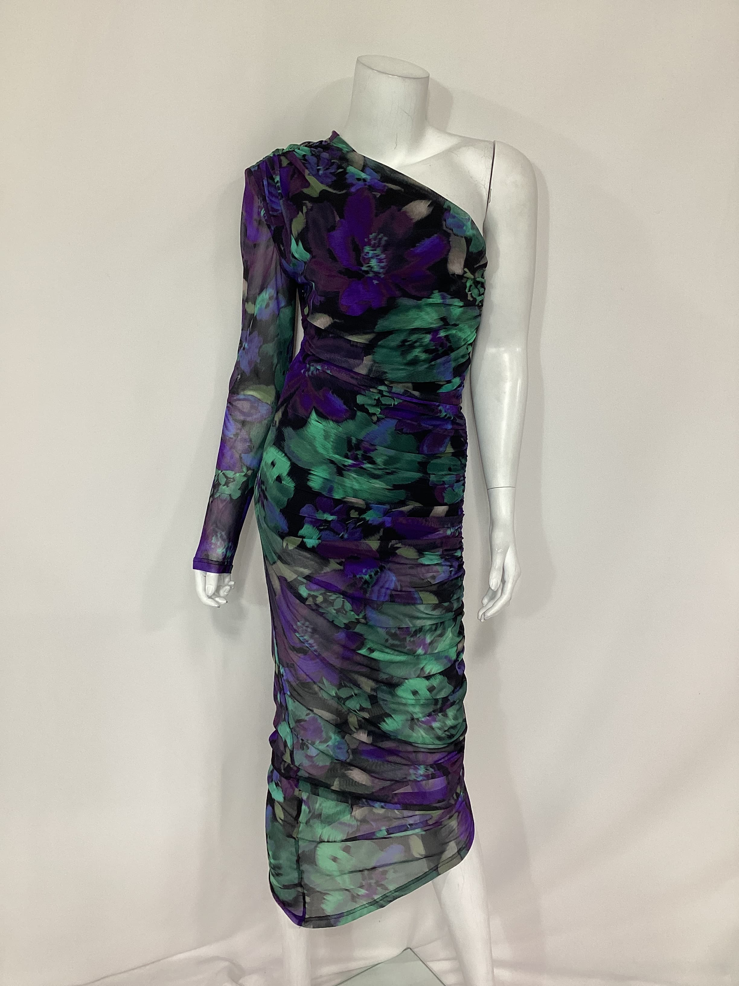 Ramona Mesh Midi Dress In Water Colour Floral - Image 3