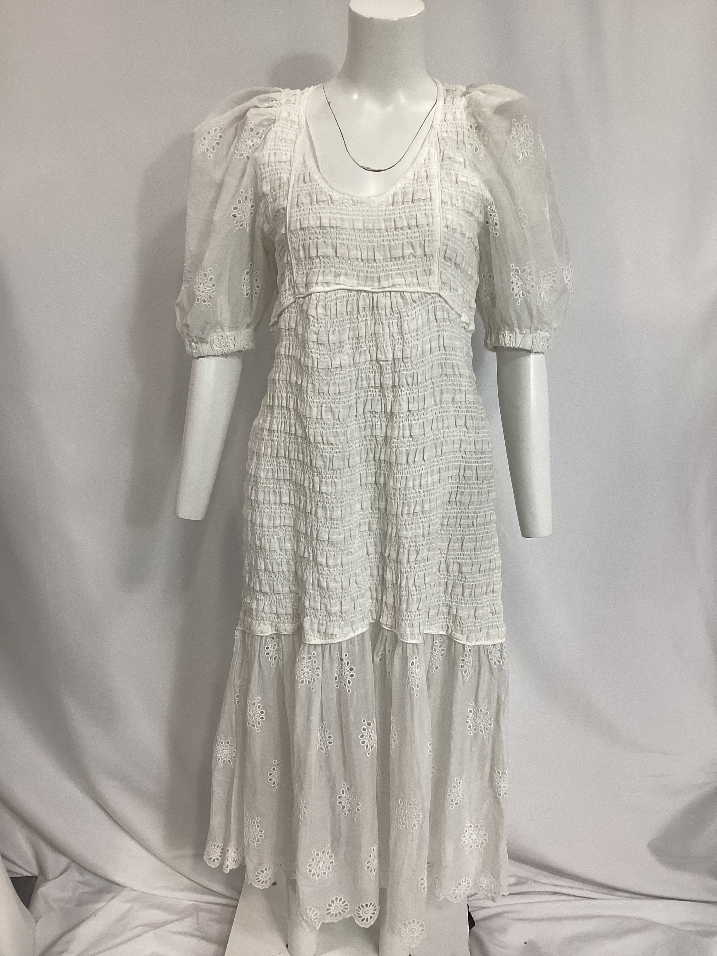 Blaine Eyelet Puff Sleeve Smocked Dress - Image 4