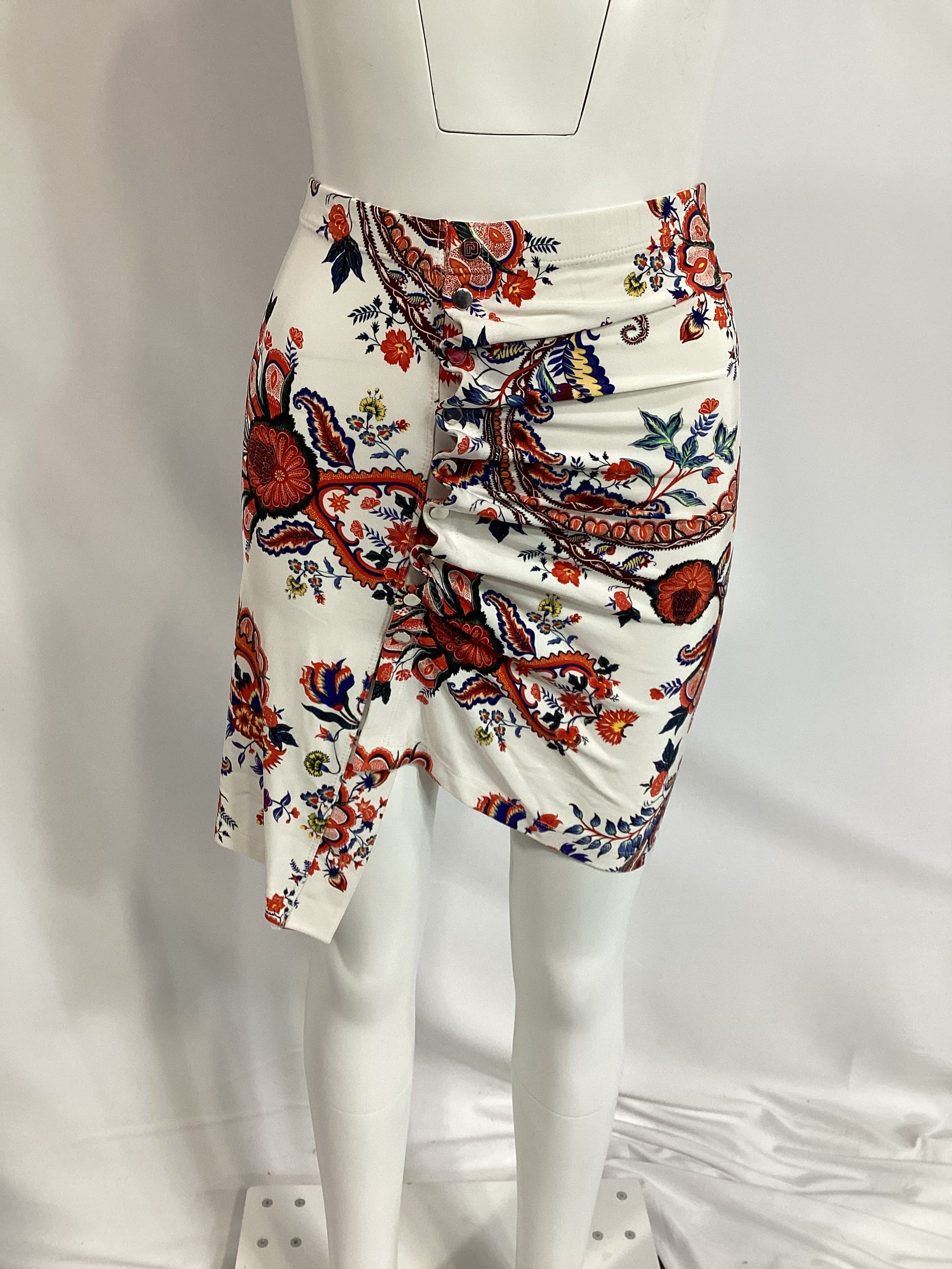 Asymmetric Ruched Paisley-Print Stretch-Jersey Mini Skirt - Image 3