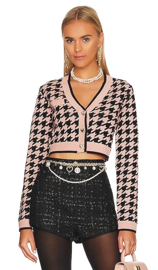Carly Cardigan In Pink & Black - Image 1