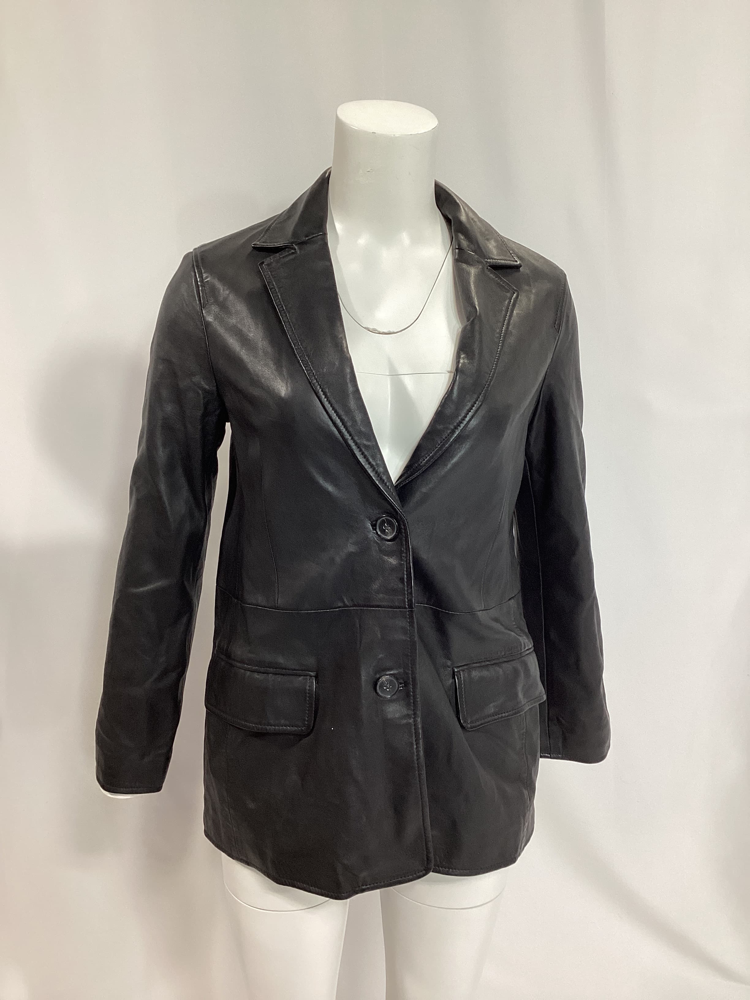 Corrina Leather Blazer In Black - Image 2