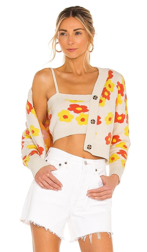 Meg Cardigan Set In Creme - Image 1