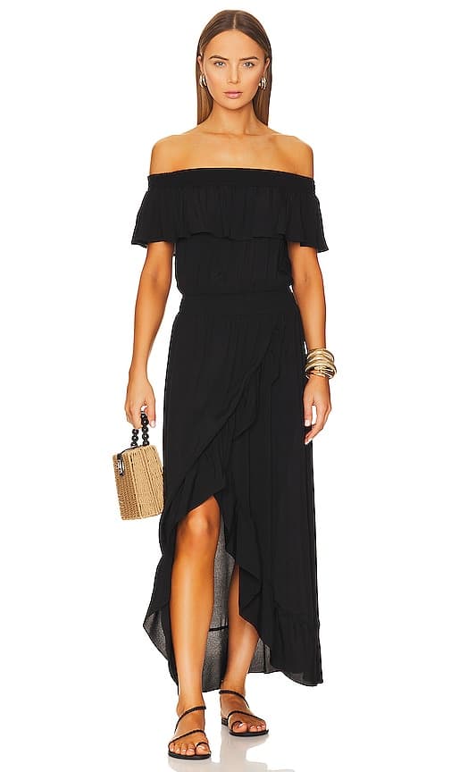 Black Ruffle Dress In Black - Image 1