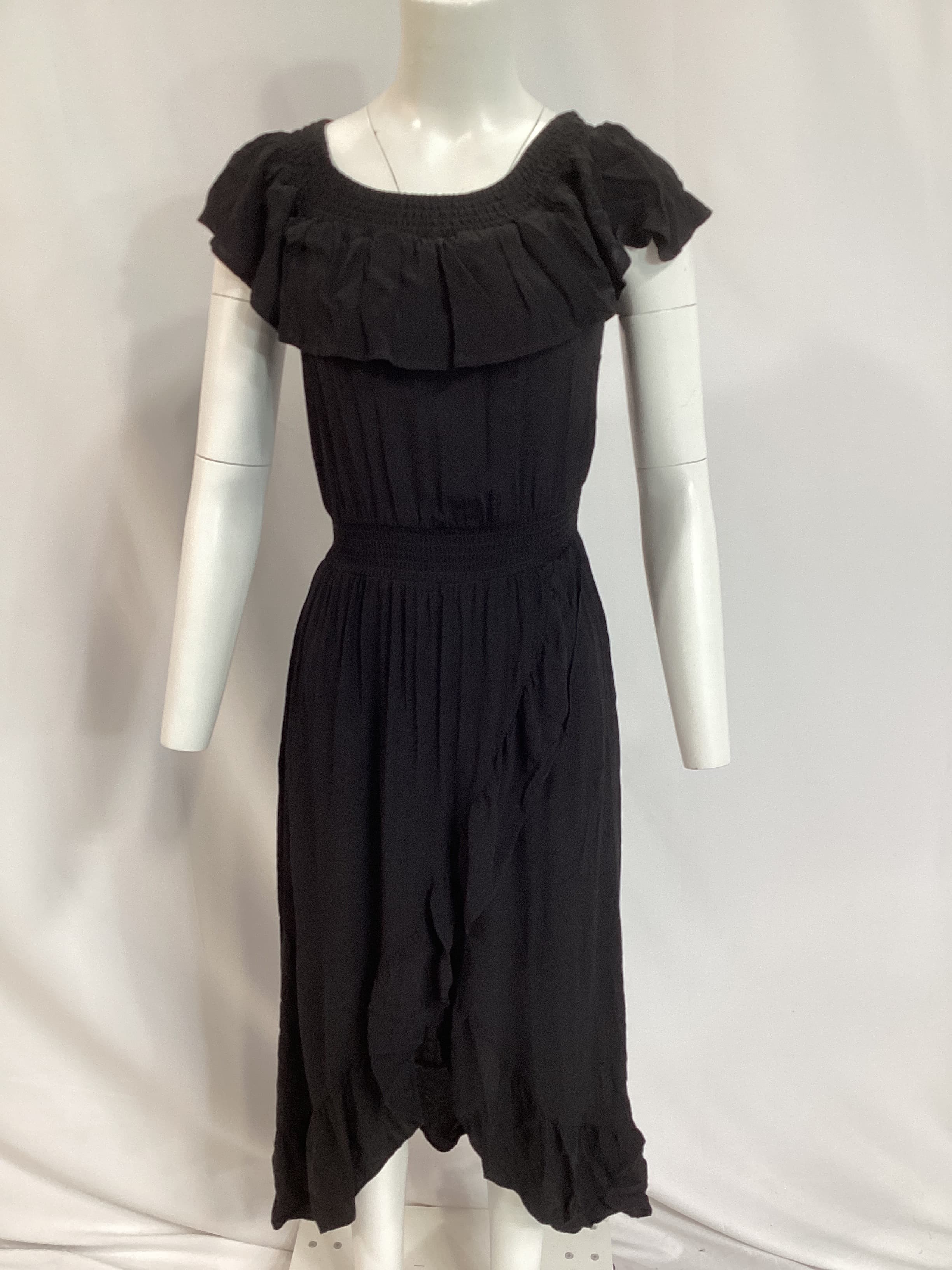 Black Ruffle Dress In Black - Image 4