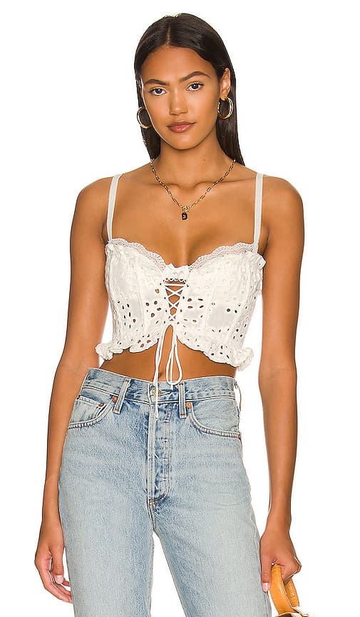 Sadie Corset Crop Top In White - Image 1