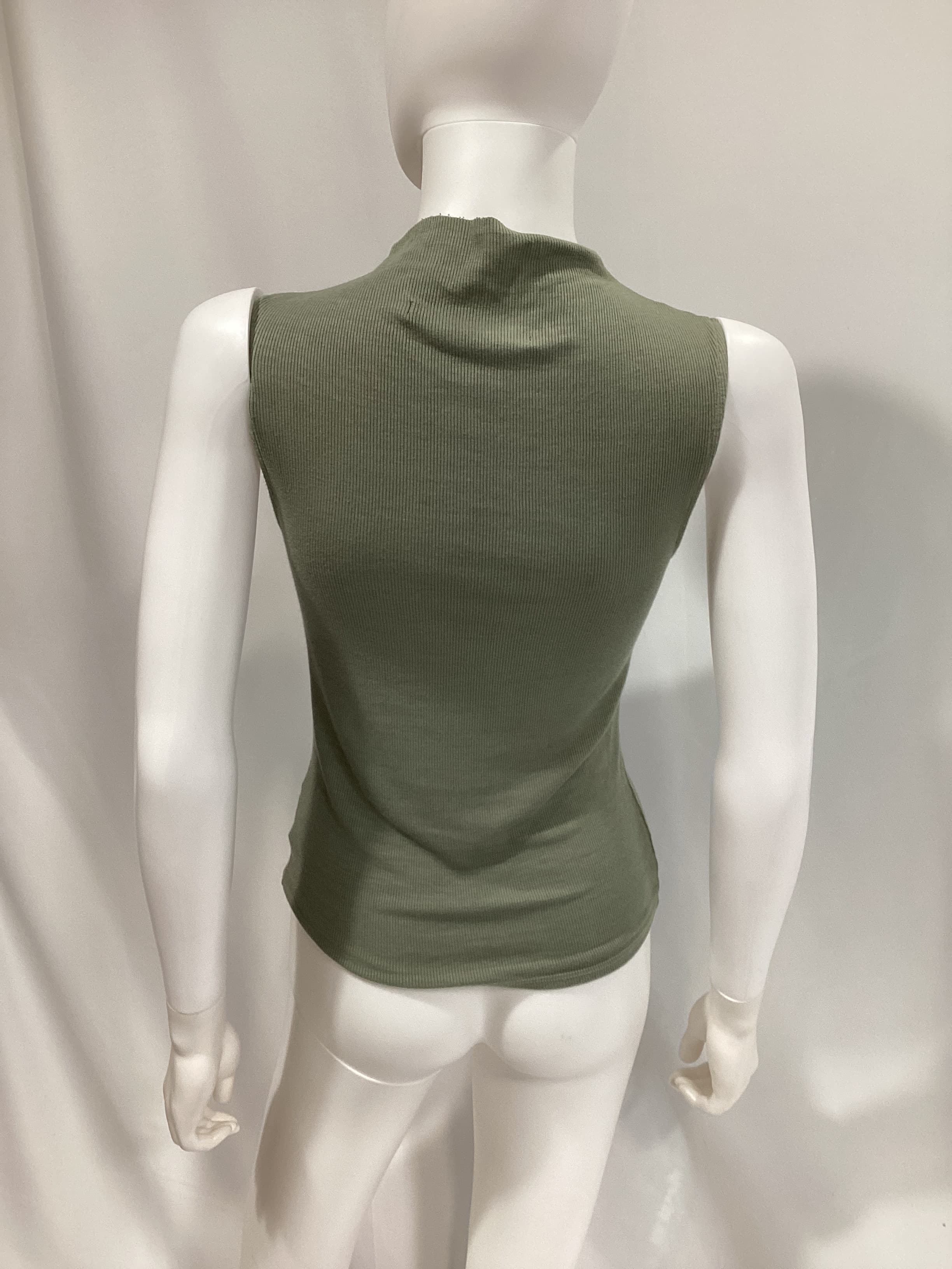 Silk Knit Rib Sleeveless Mockneck In Alpine Frost - Image 2