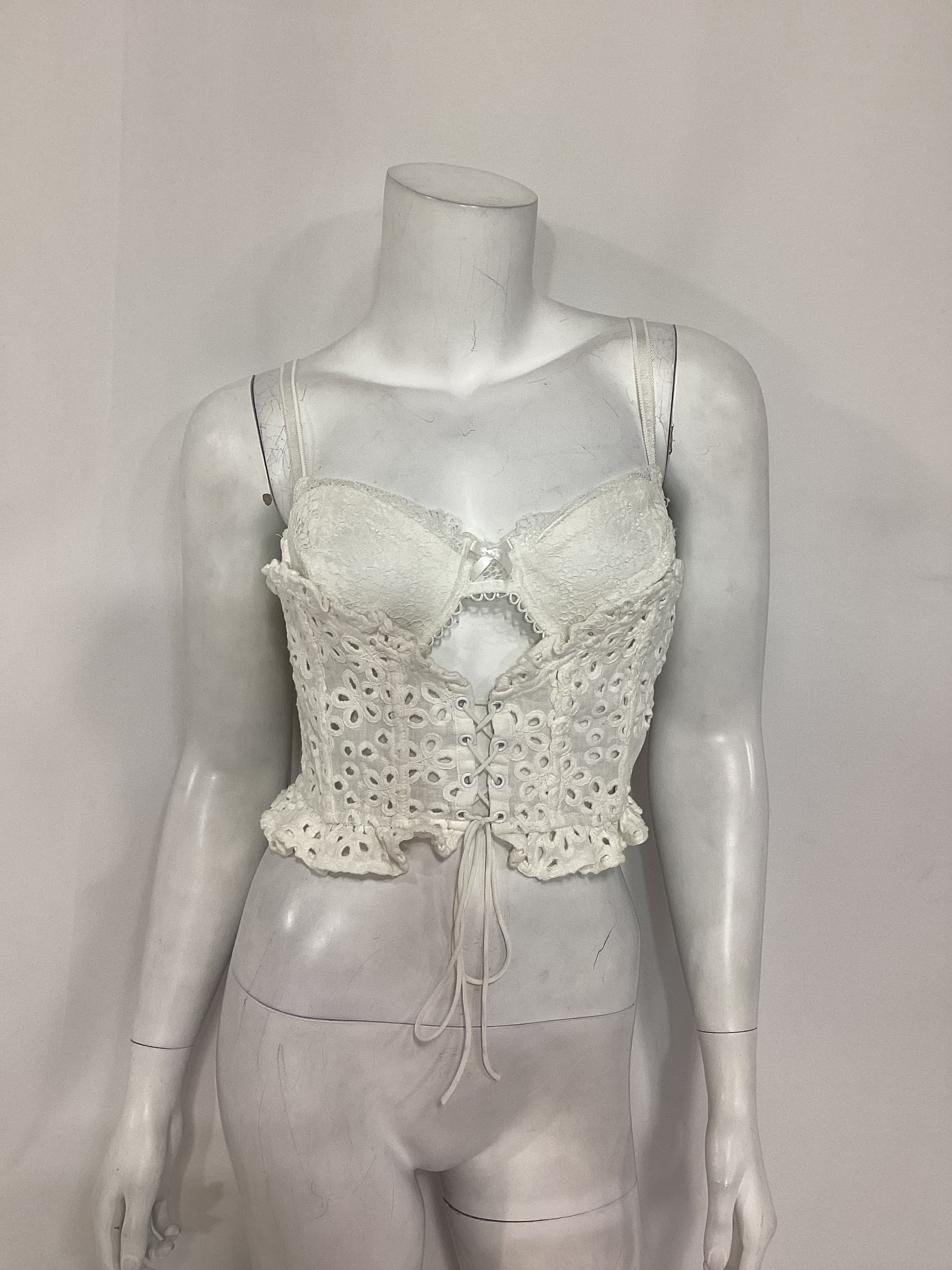 Sadie Corset Crop Top In White - Image 4