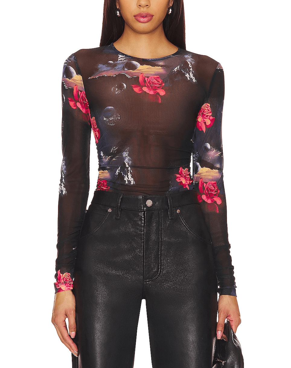 Gathered Mesh Blouse - Image 1