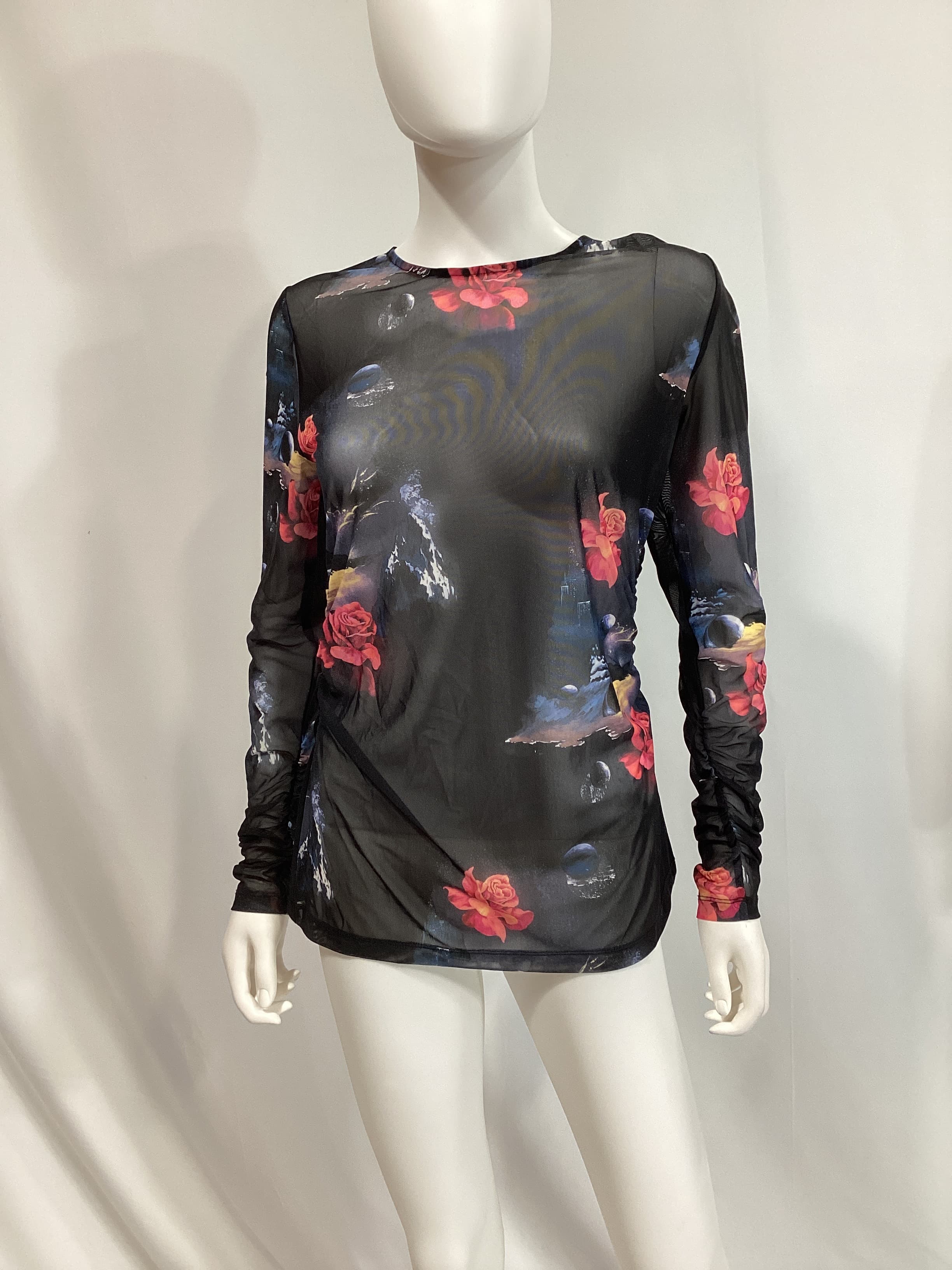 Gathered Mesh Blouse - Image 2