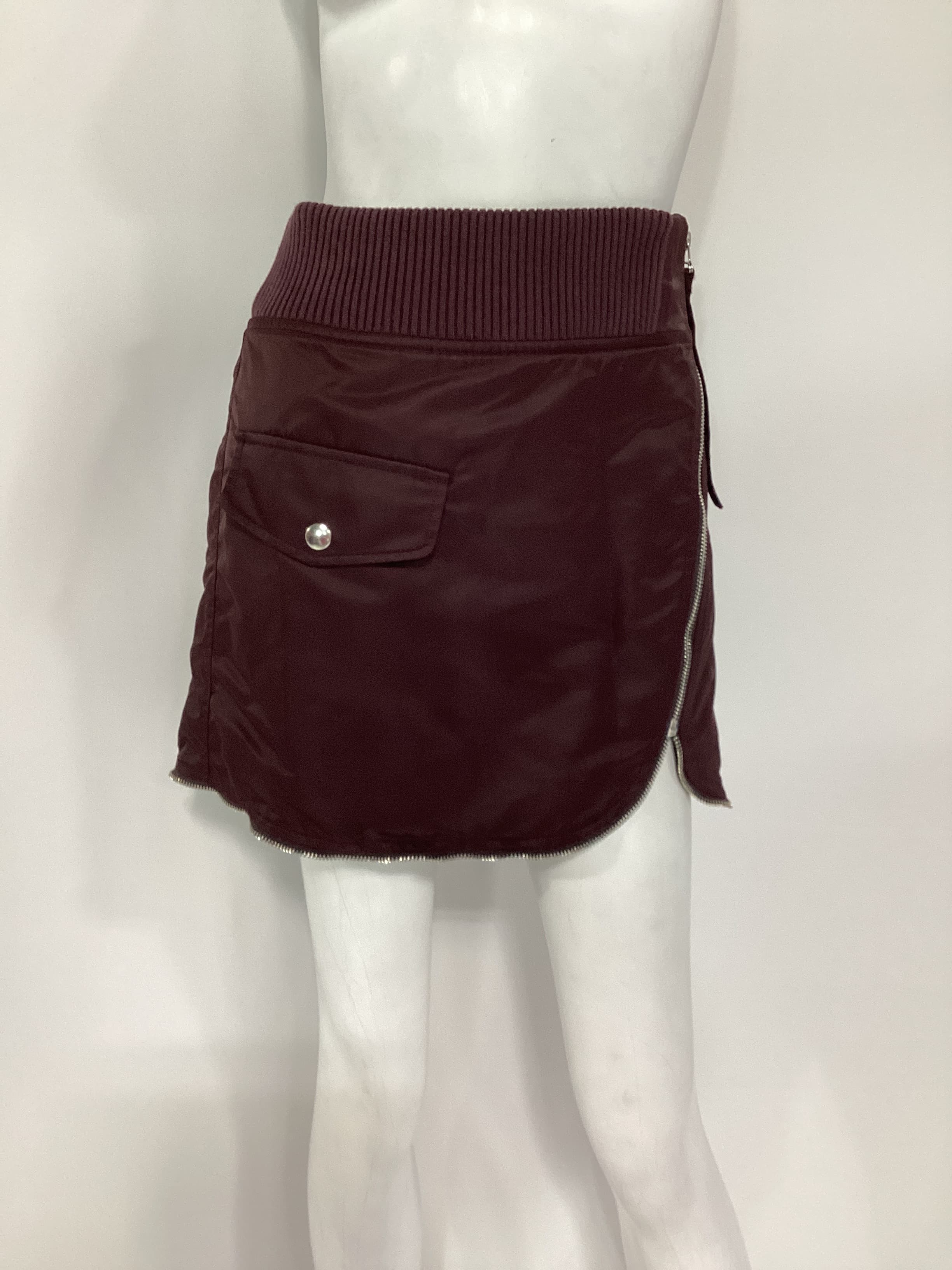 Bomber Mini Skirt In Maroon - Image 3