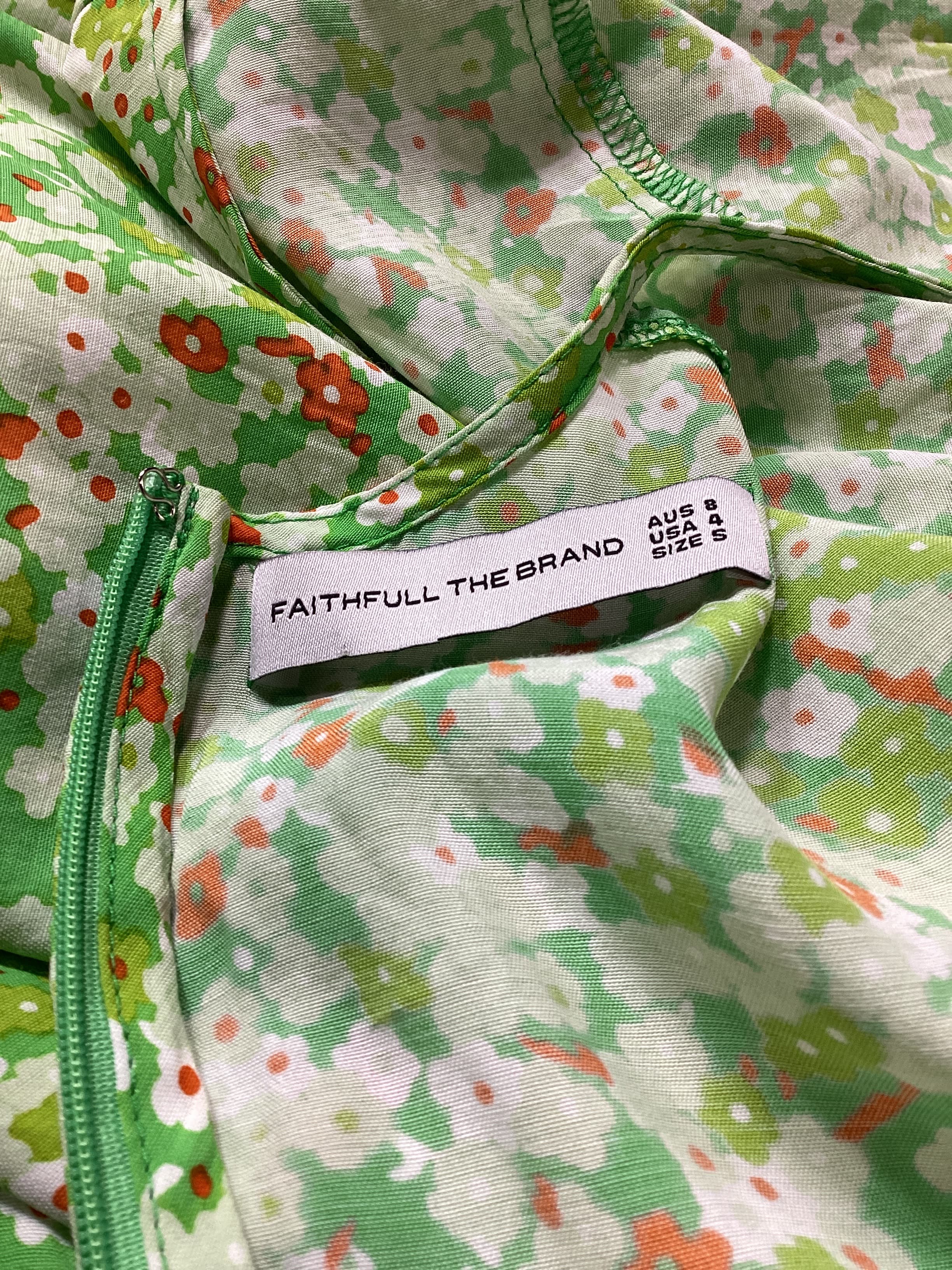 La Belle Mini Dress In Lou Floral Print Green - Image 4
